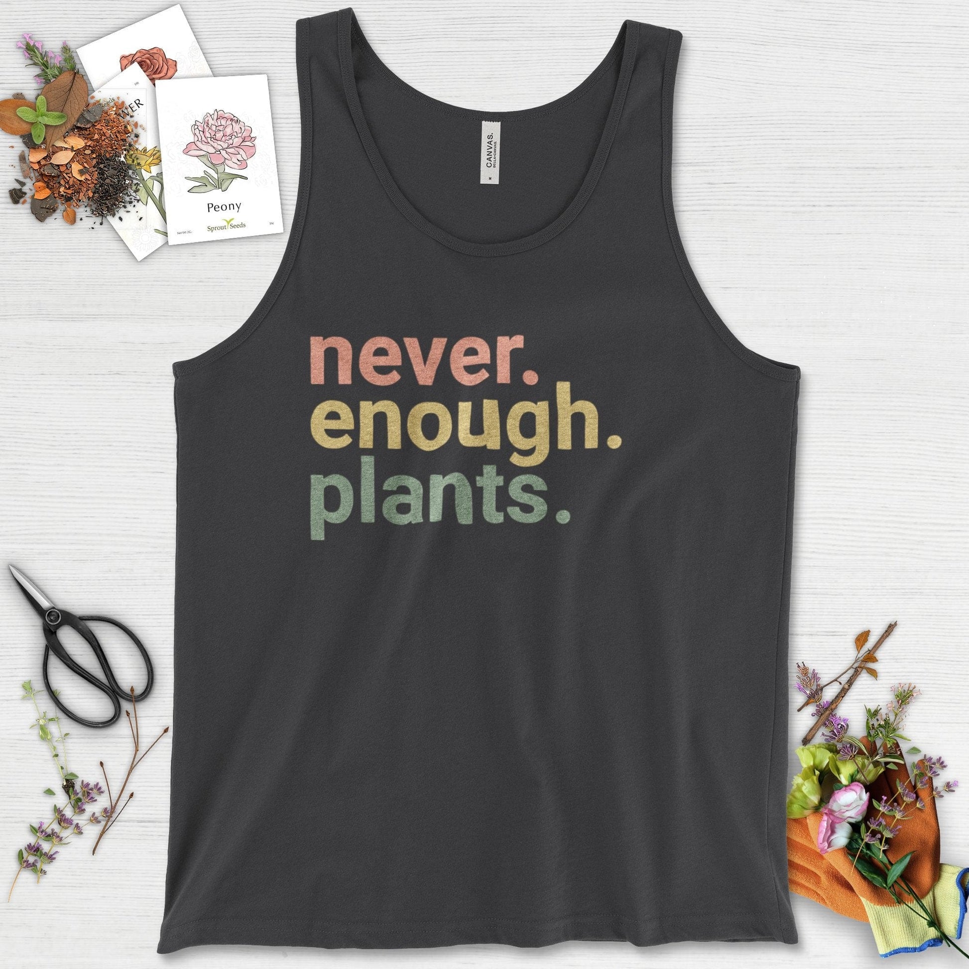 Never Enough Plants Tank Top Dark Grey / XS Physical Item
