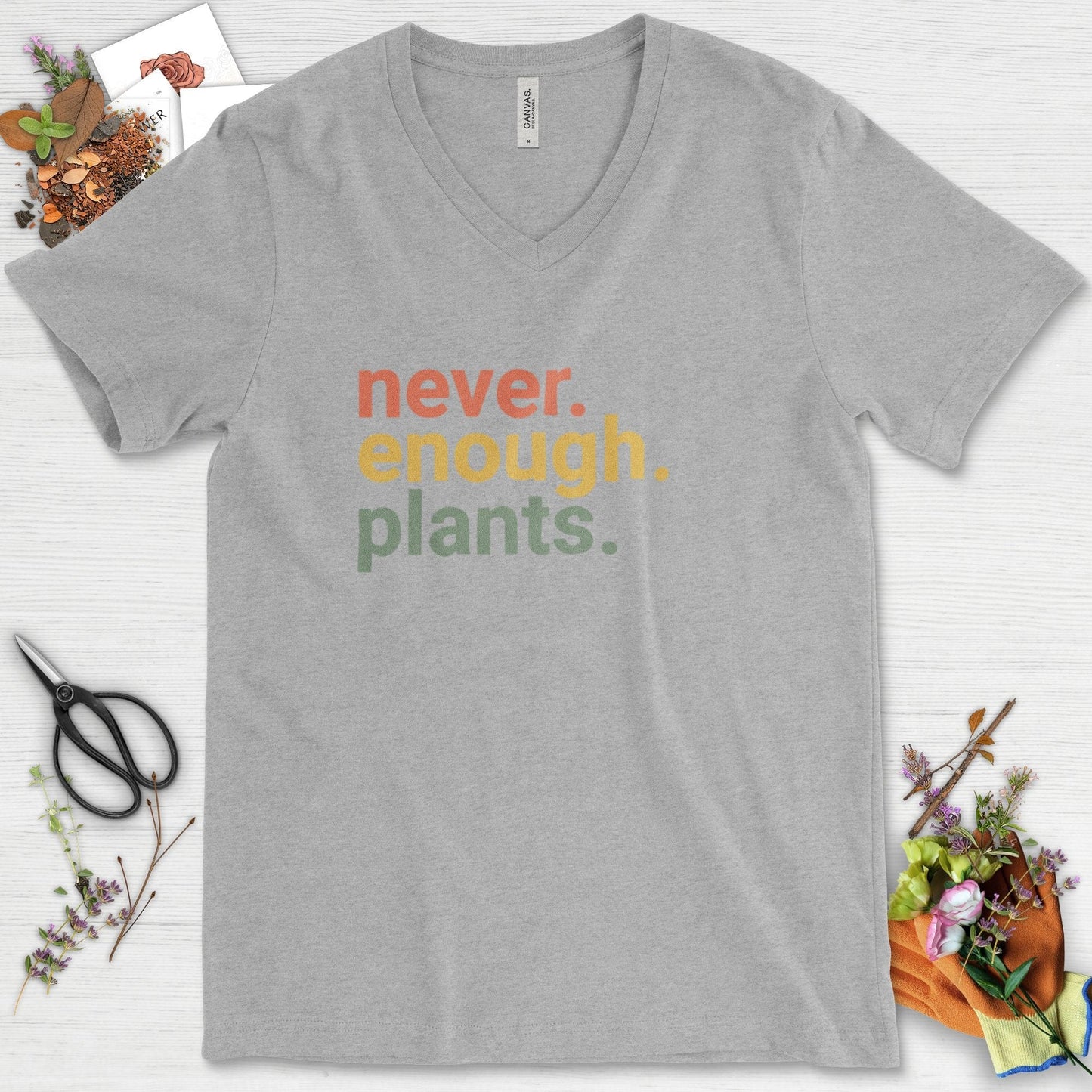 Never Enough Plants V-Neck Athletic Heather / S T-Shirt
