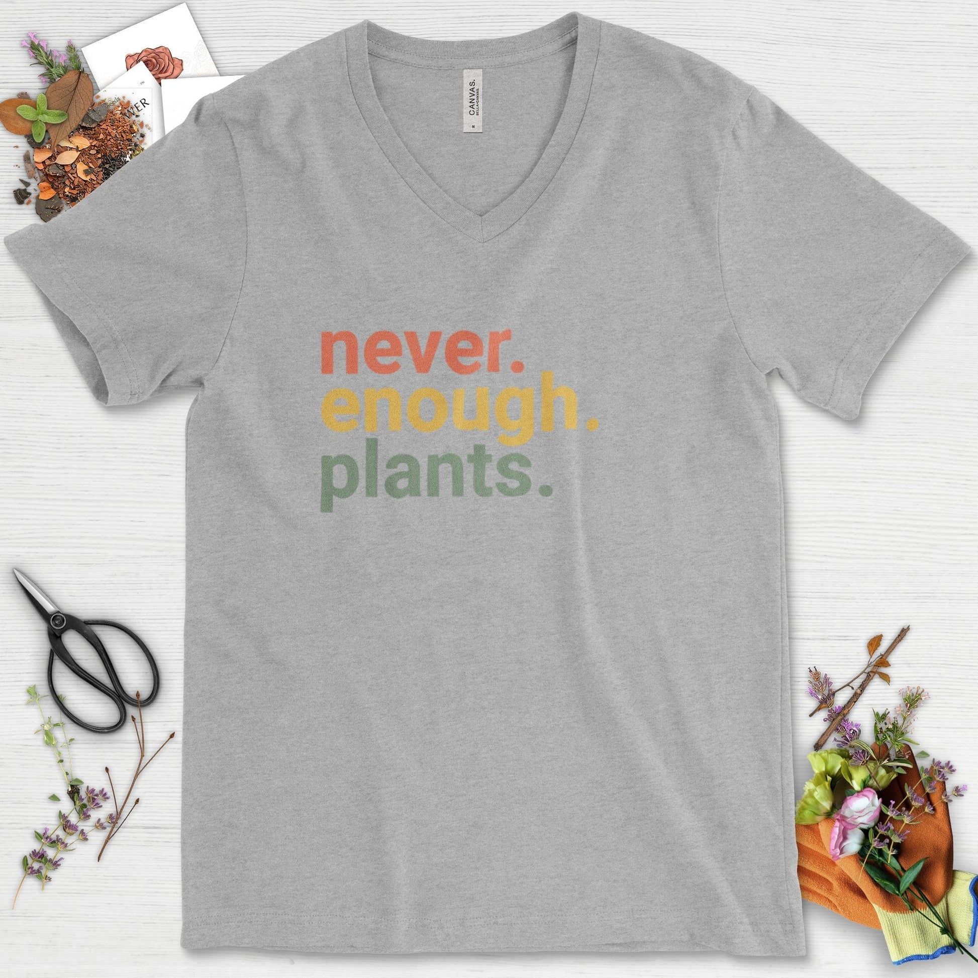 Never Enough Plants V-Neck Athletic Heather / S T-Shirt