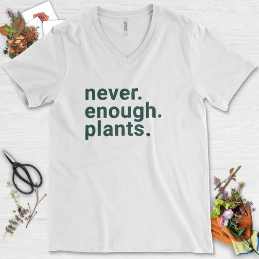 Never Enough Plants V-Neck White / S T-Shirt
