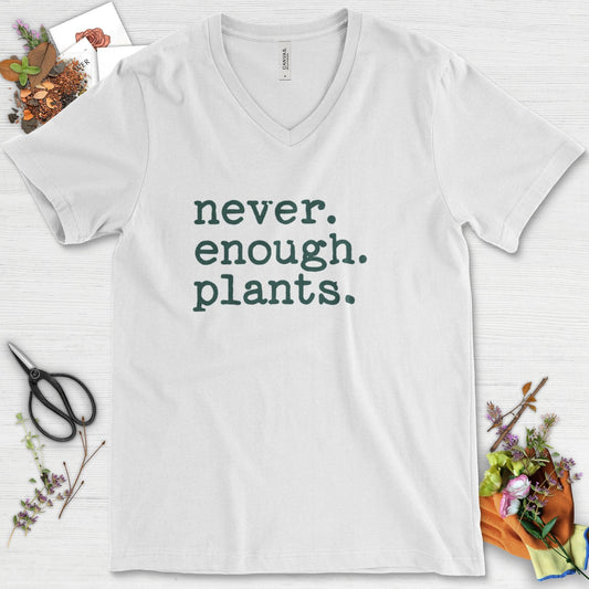 Never Enough Plants V-Neck White / S T-Shirt