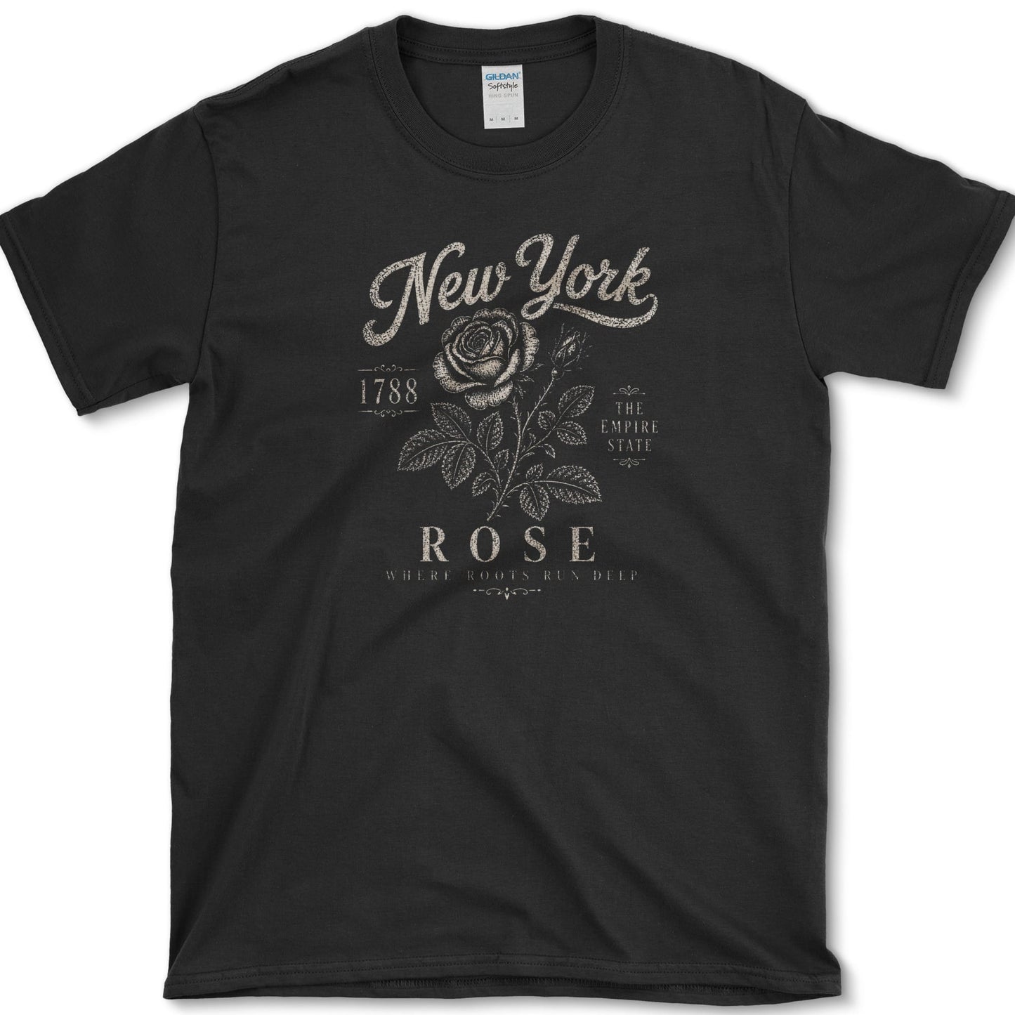 New York Rose T-Shirt S / Black Essential Tees