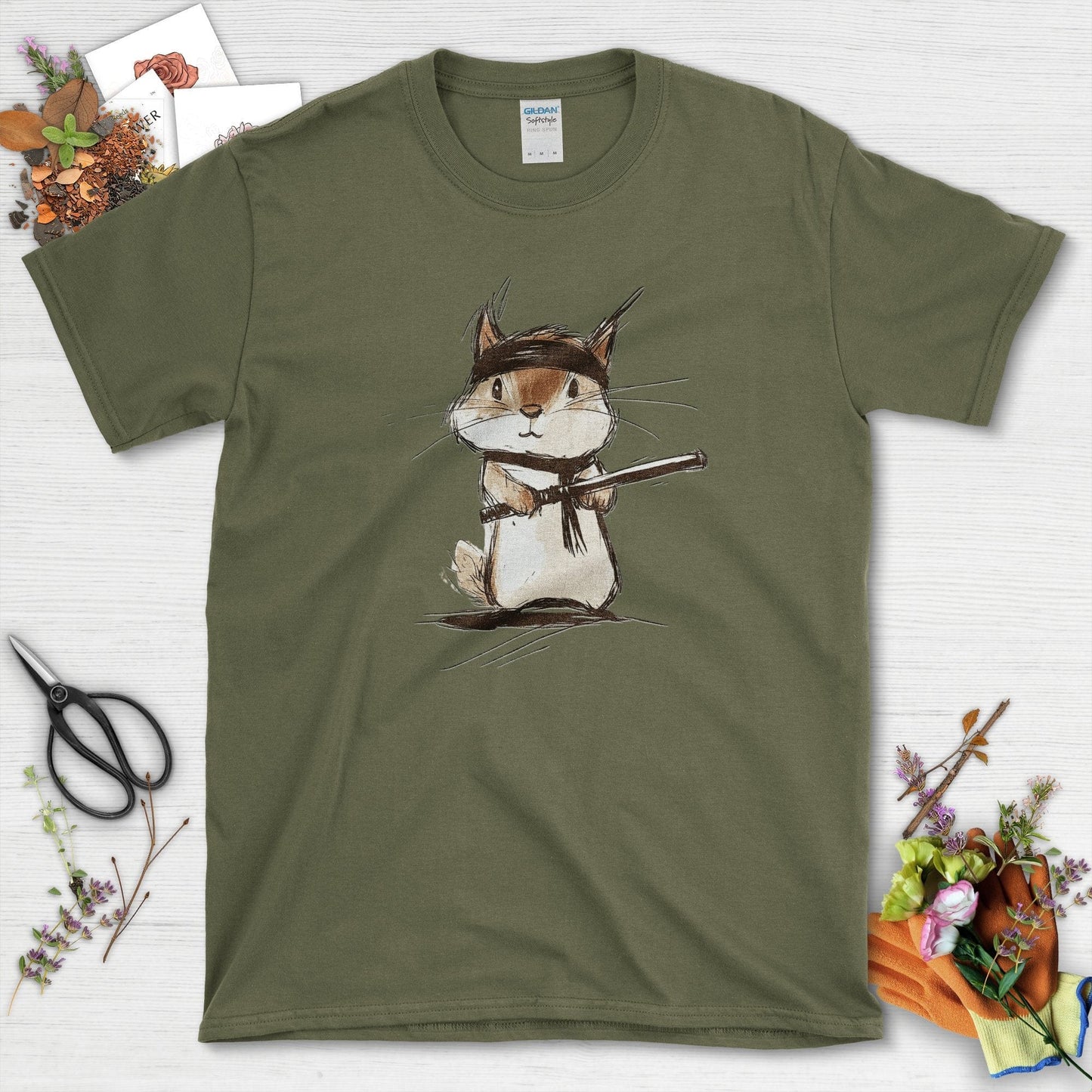 Ninja Squirrel T-Shirt Military Green / S T-Shirt