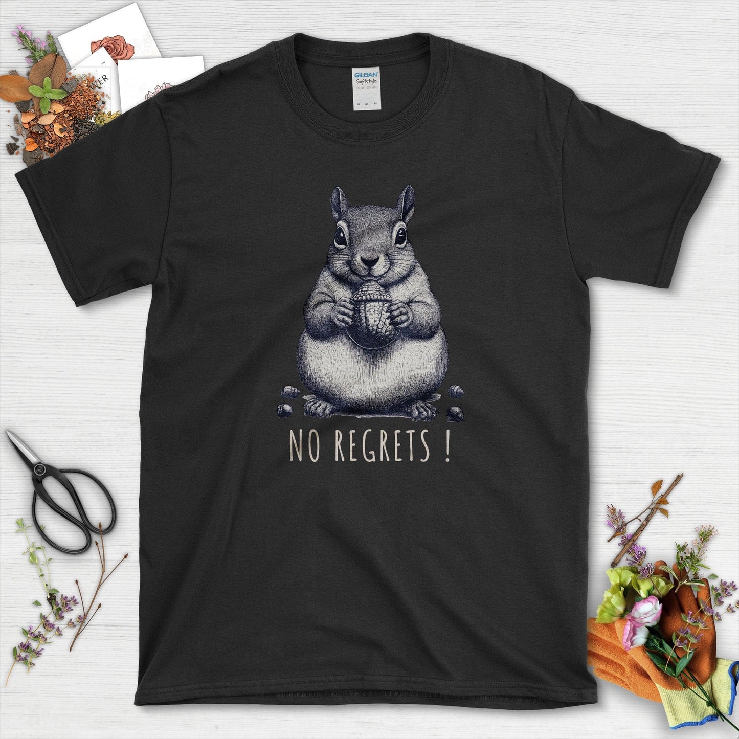 No Regrets Squirrel T-Shirt Black / S T-Shirt