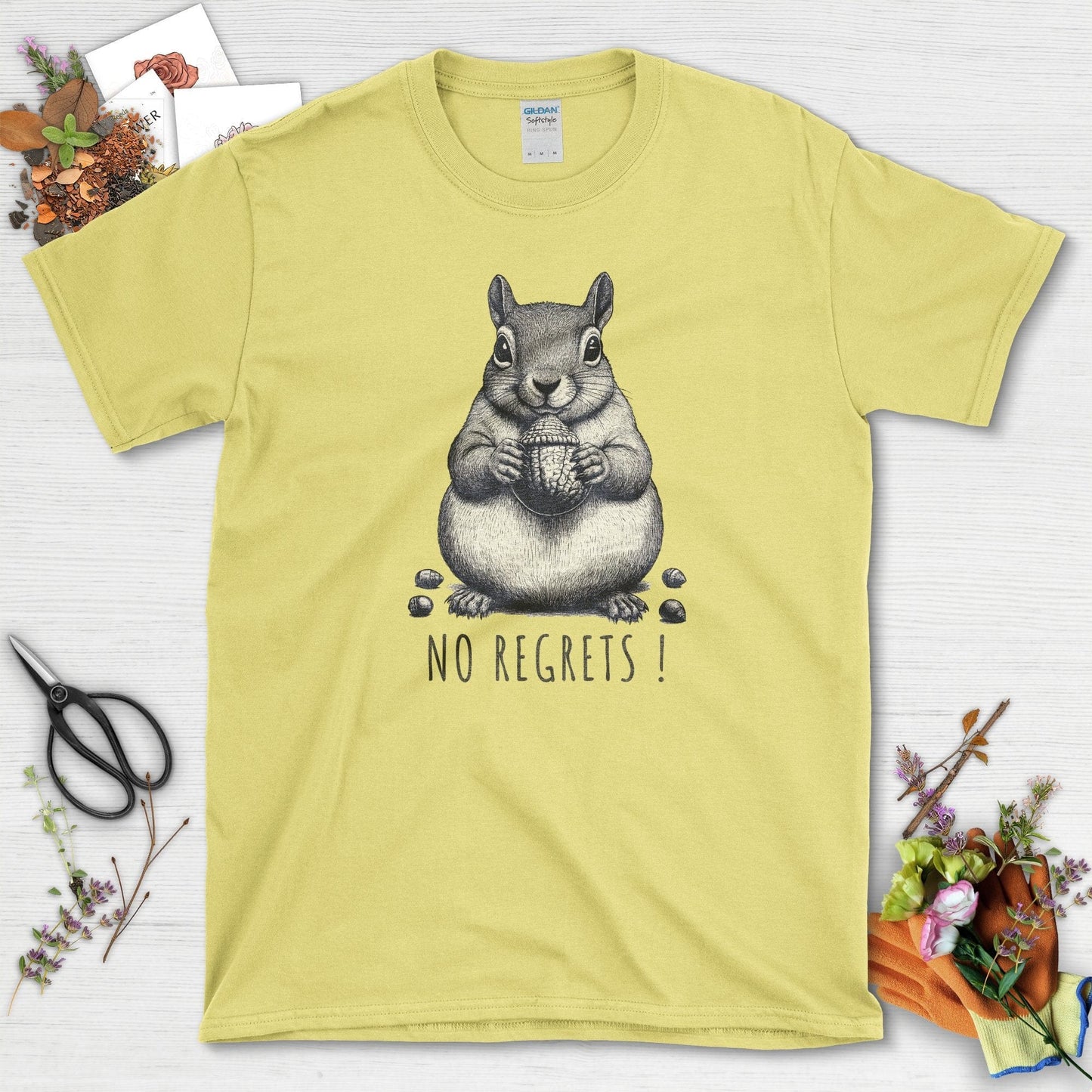 No Regrets Squirrel T-Shirt Cornsilk / S T-Shirt