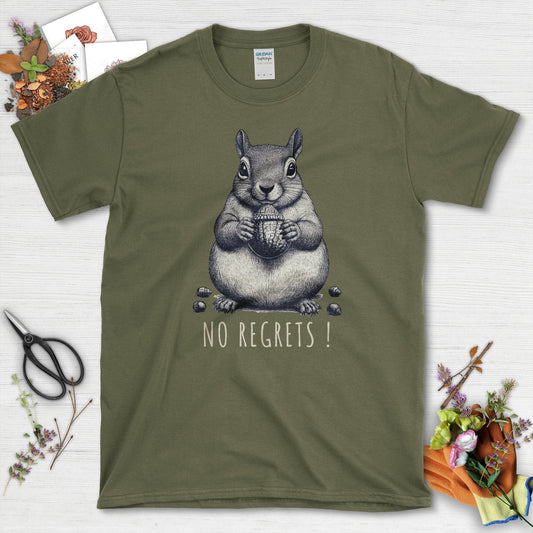 No Regrets Squirrel T-Shirt Military Green / S T-Shirt