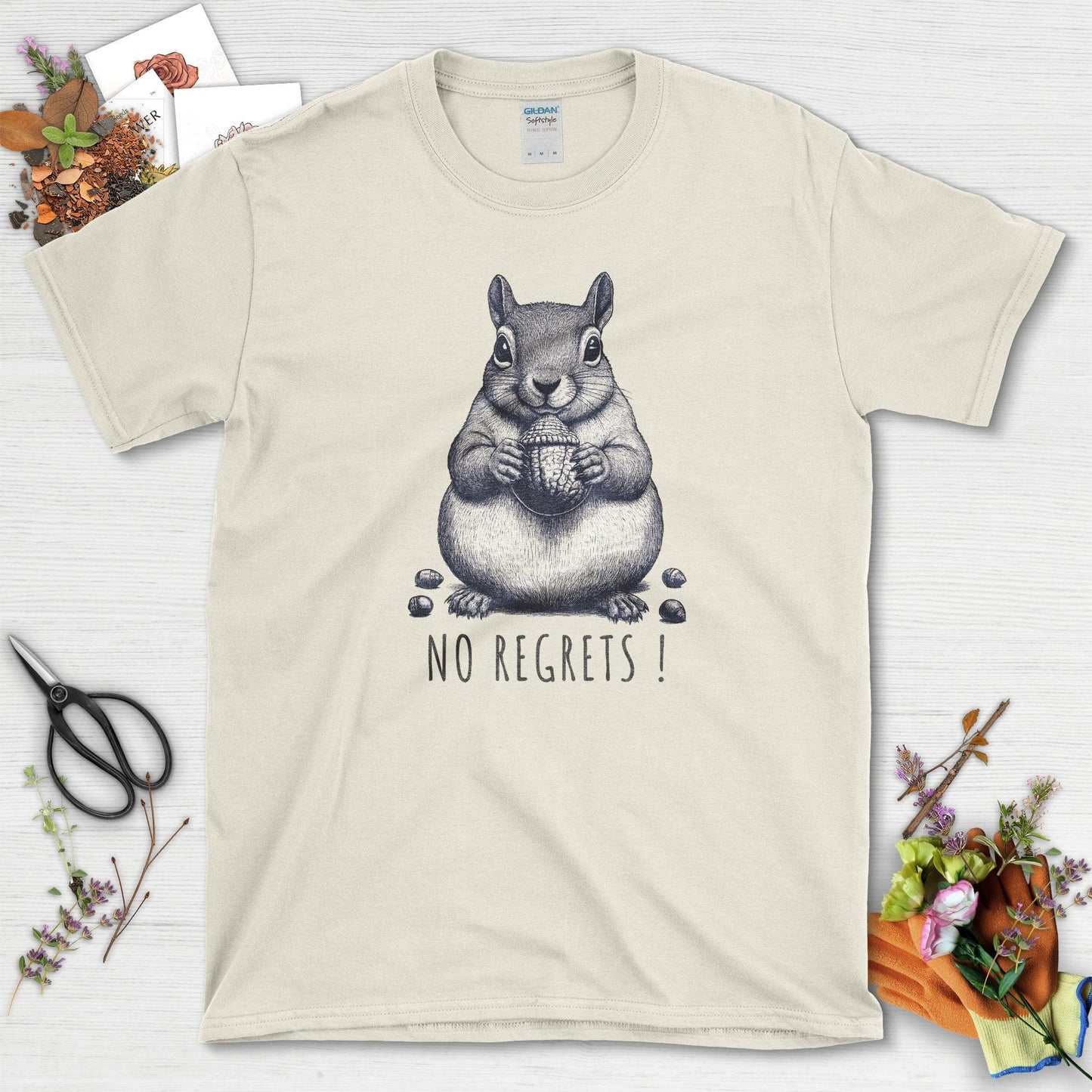 No Regrets Squirrel T-Shirt Natural / S T-Shirt