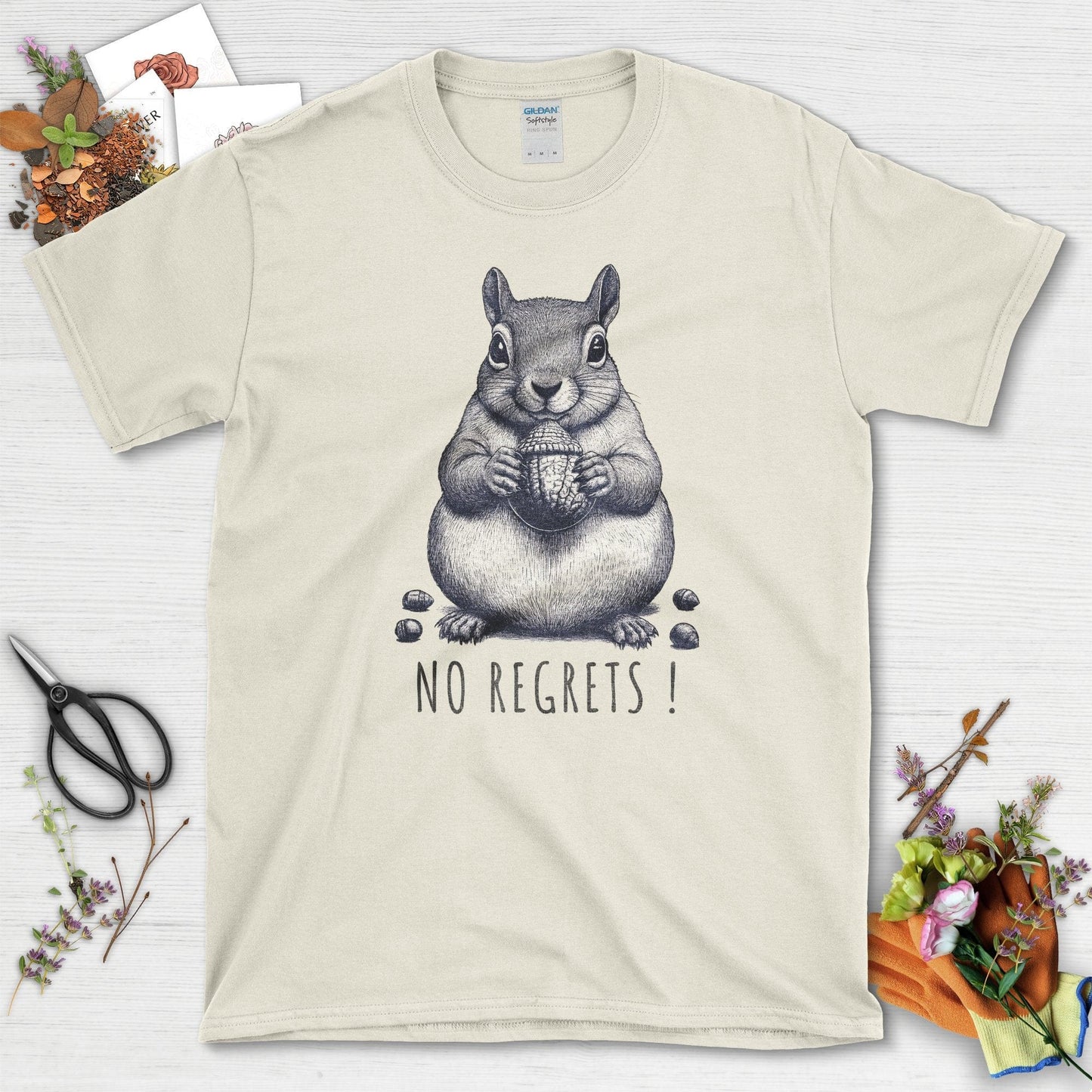 No Regrets Squirrel T-Shirt Natural / S T-Shirt