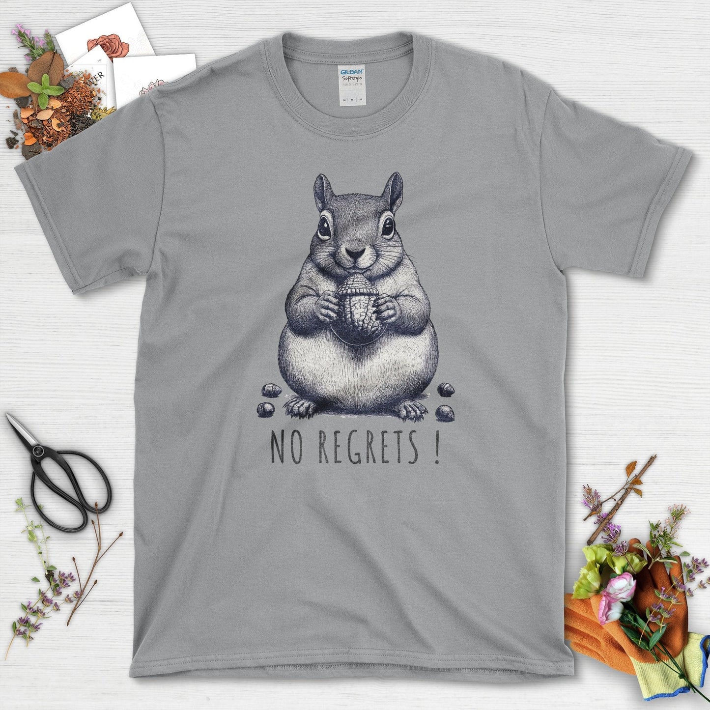 No Regrets Squirrel T-Shirt Sport Grey / S T-Shirt