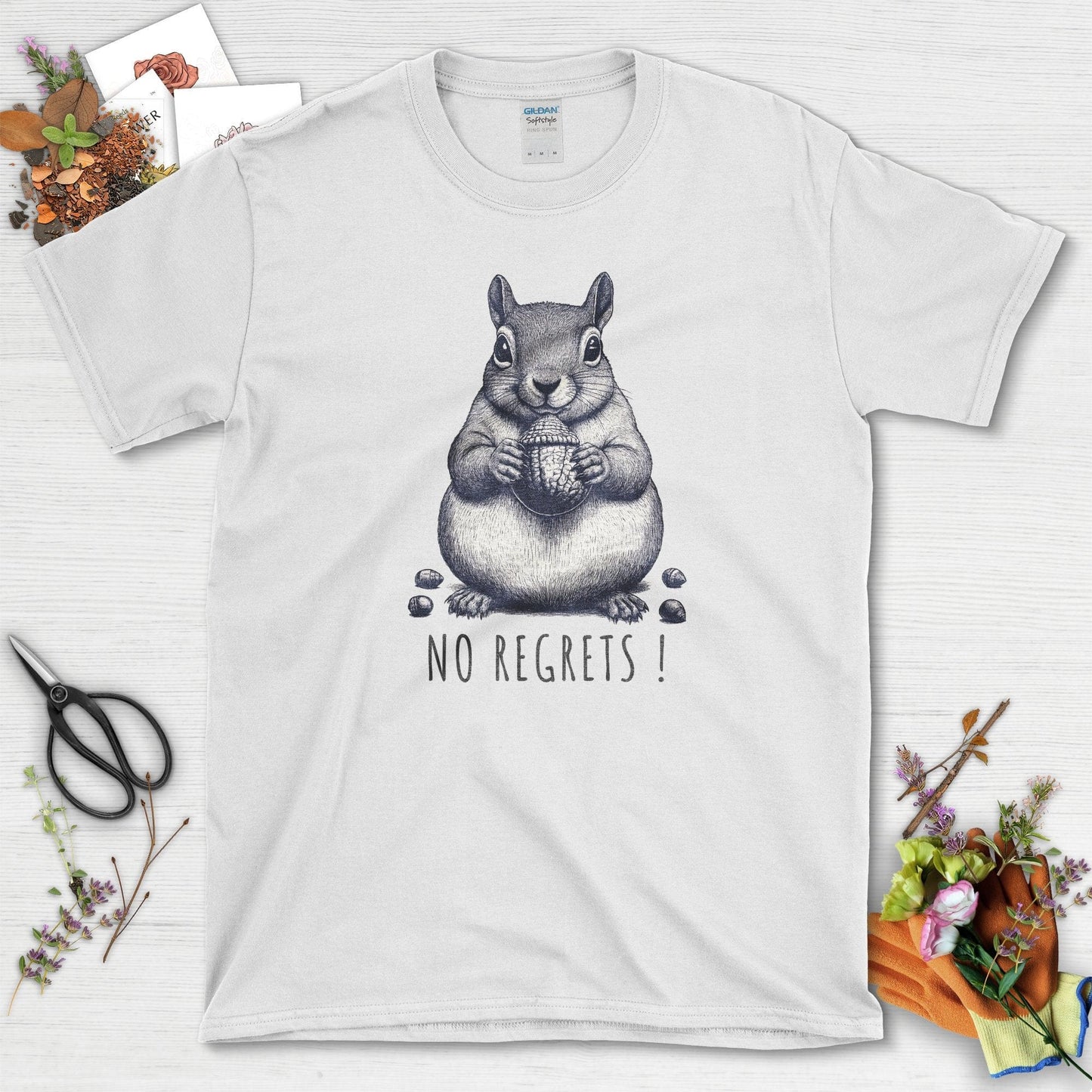 No Regrets Squirrel T-Shirt White / S T-Shirt