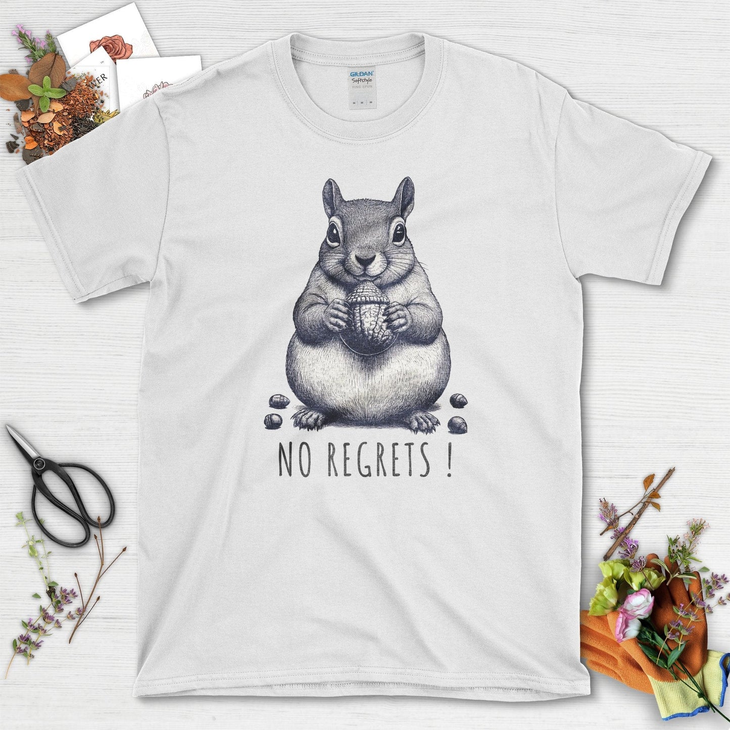 No Regrets Squirrel T-Shirt White / S T-Shirt