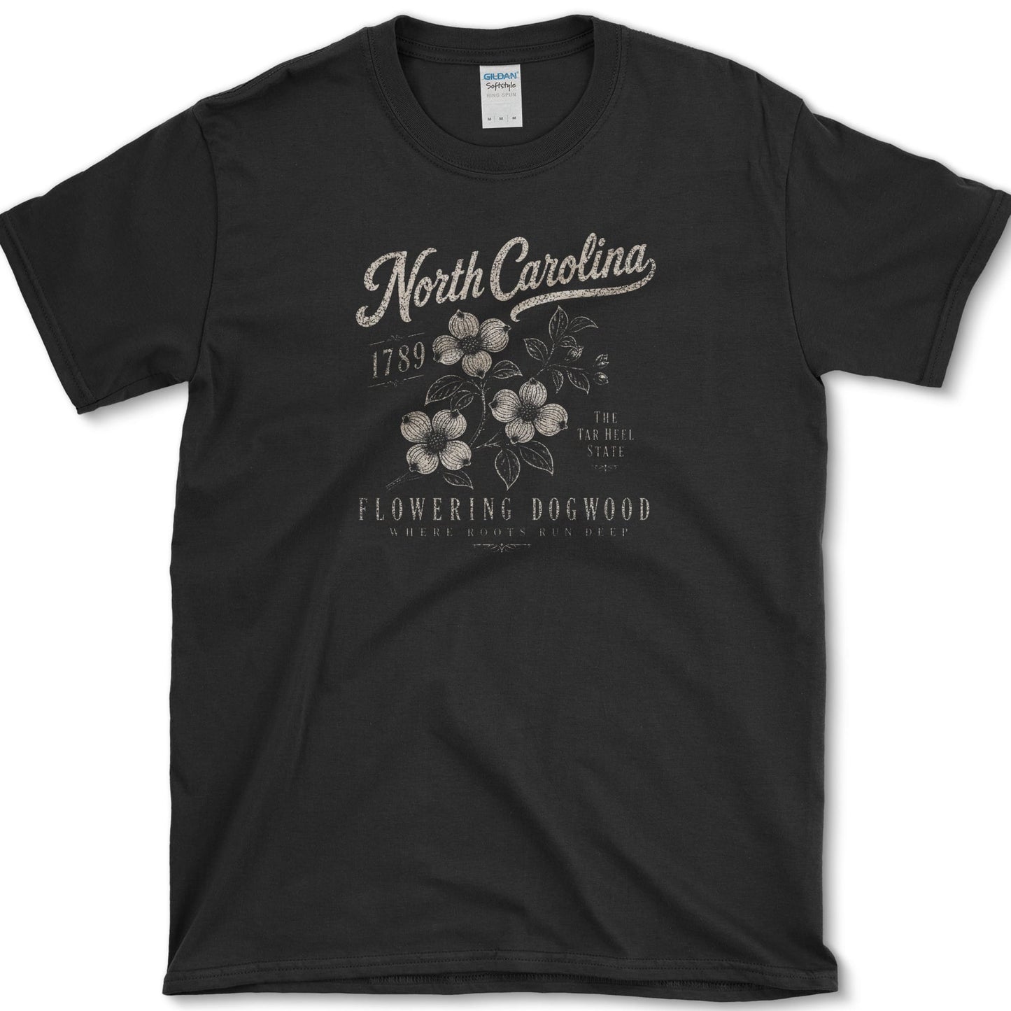 North Carolina Dogwood T-Shirt S / Black Essential Tees