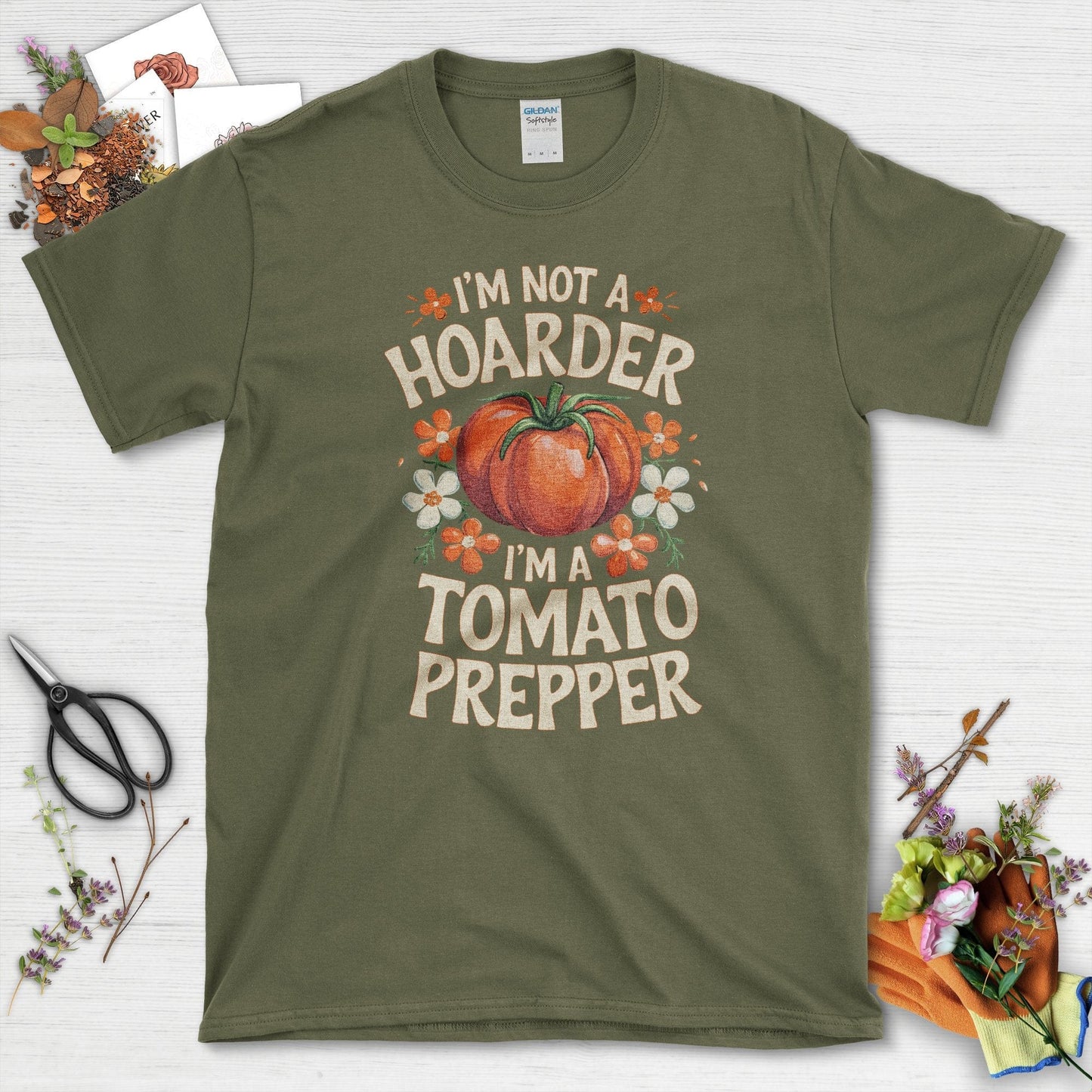 Not A Hoarder Tomato Prepper T-Shirt Military Green / S T-Shirt