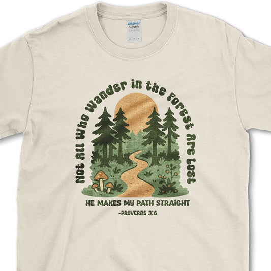 Not All Who Wander T-Shirt Essential Tees / S / Natural Physical Item