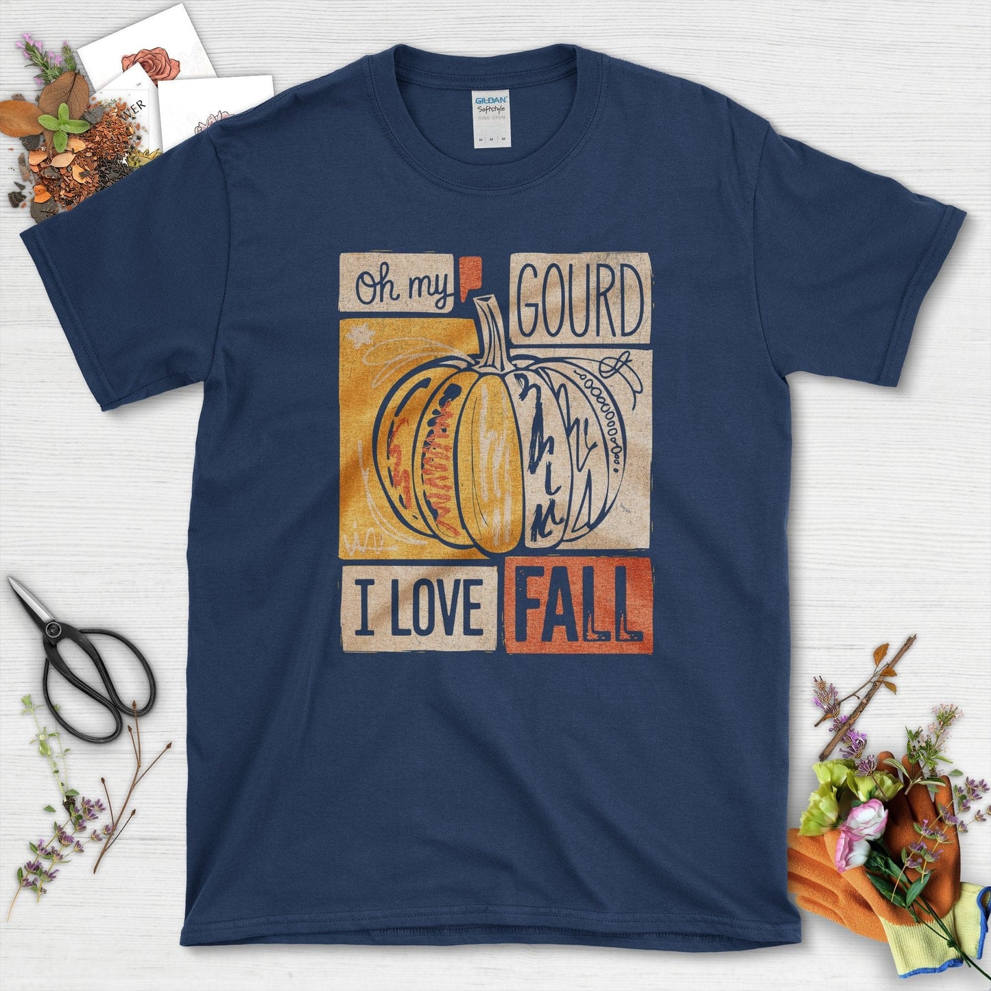 Oh My Gourd Fall T-Shirt T-Shirts / S / Navy Physical Item