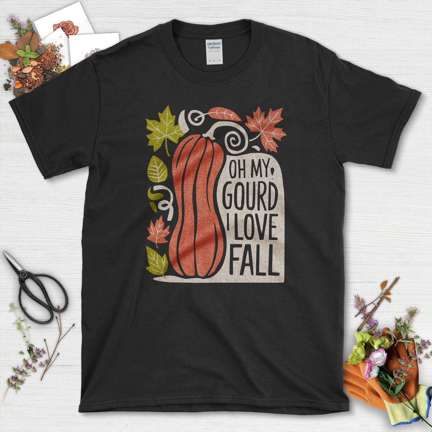 Oh My Gourd I Love Fall T-Shirt T-Shirts / S / Black Physical Item