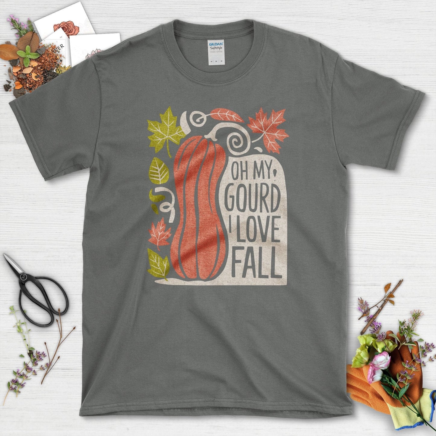 Oh My Gourd I Love Fall T-Shirt T-Shirts / S / Charcoal Physical Item