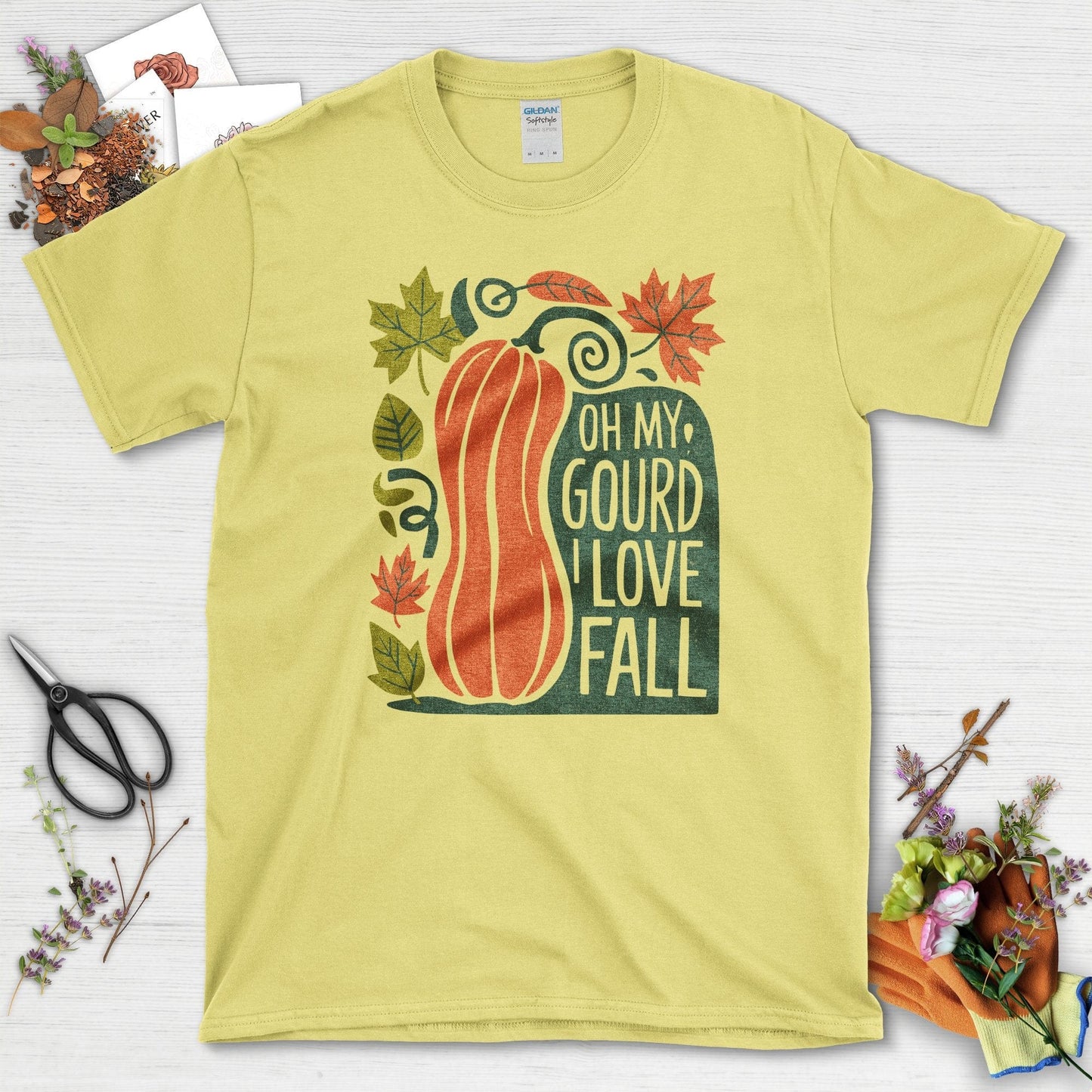 Oh My Gourd I Love Fall T-Shirt T-Shirts / S / Cornsilk Physical Item