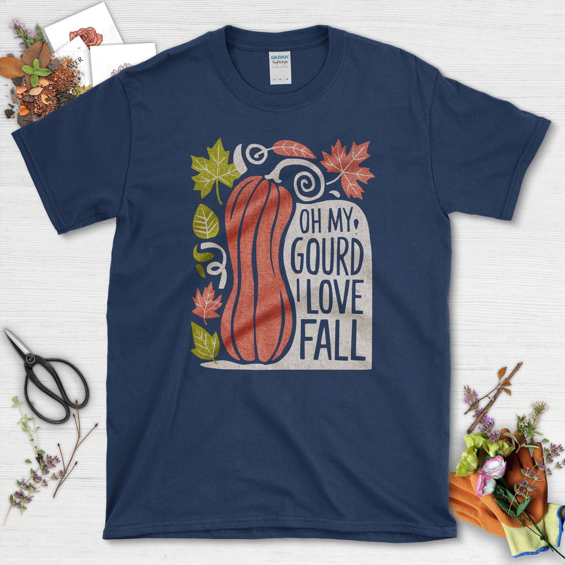 Oh My Gourd I Love Fall T-Shirt T-Shirts / S / Navy Physical Item