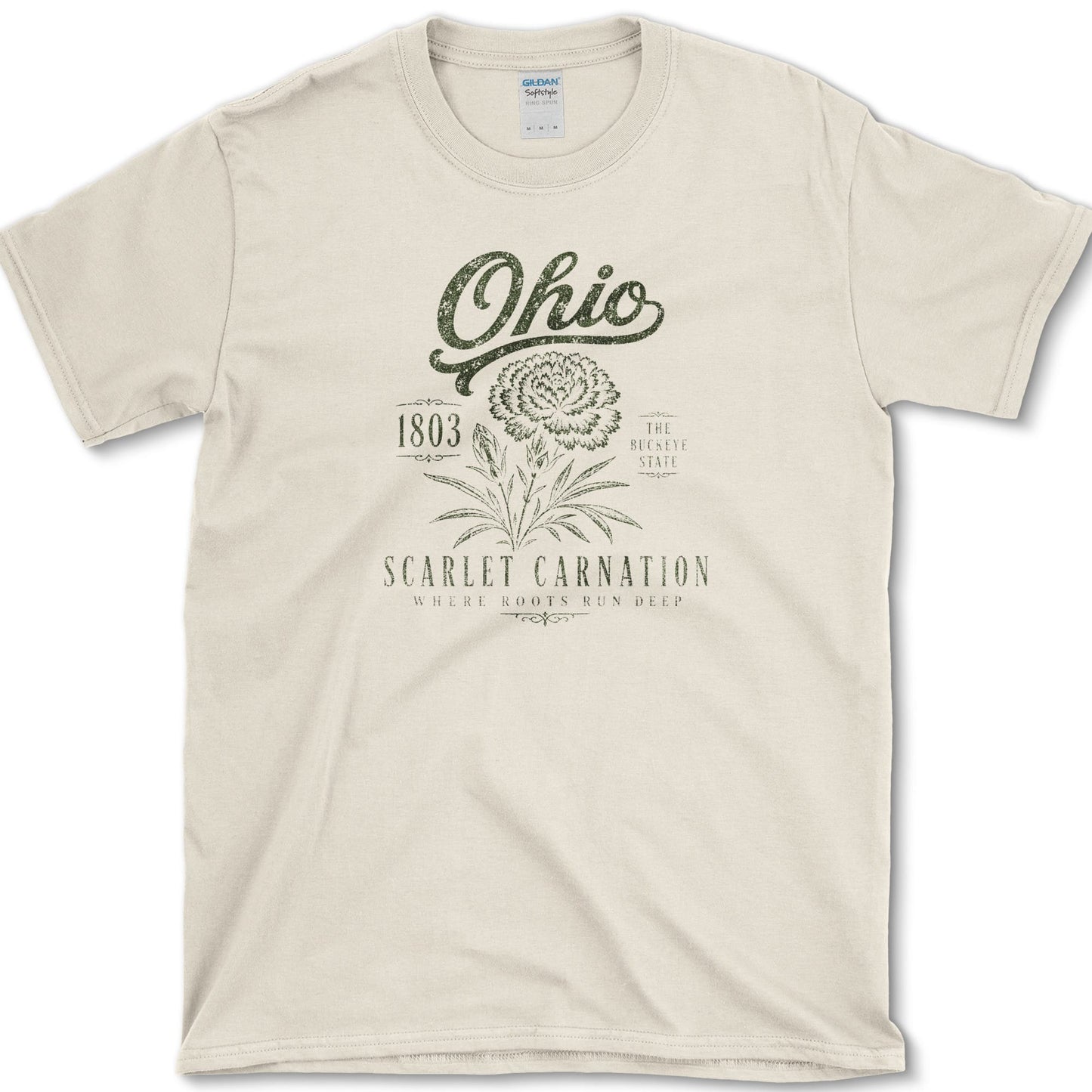 Ohio Scarlet Carnation T-Shirt S / Natural Essential Tees