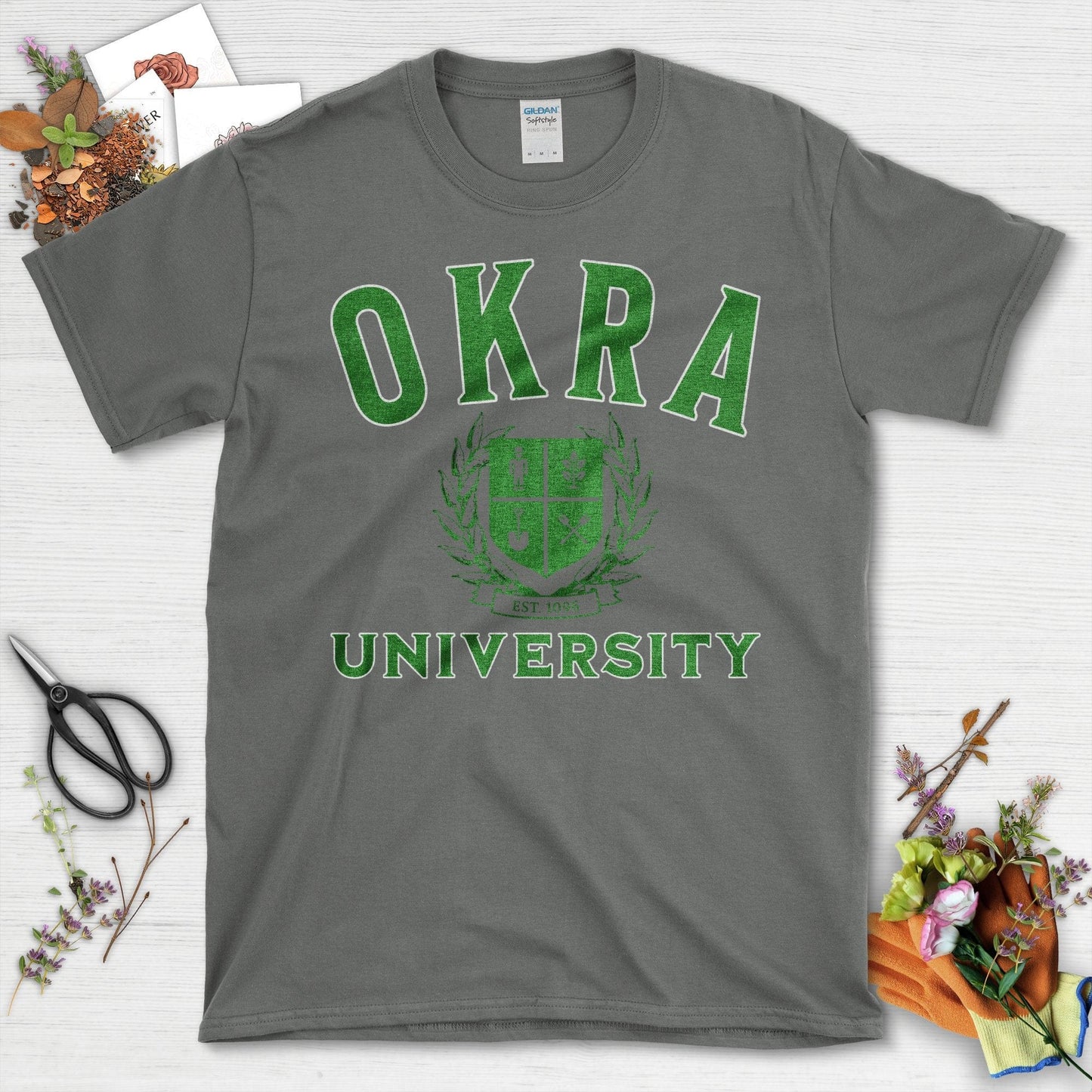 OKRA University Est 1096 Vintage Style T-Shirt Charcoal / S T-Shirt