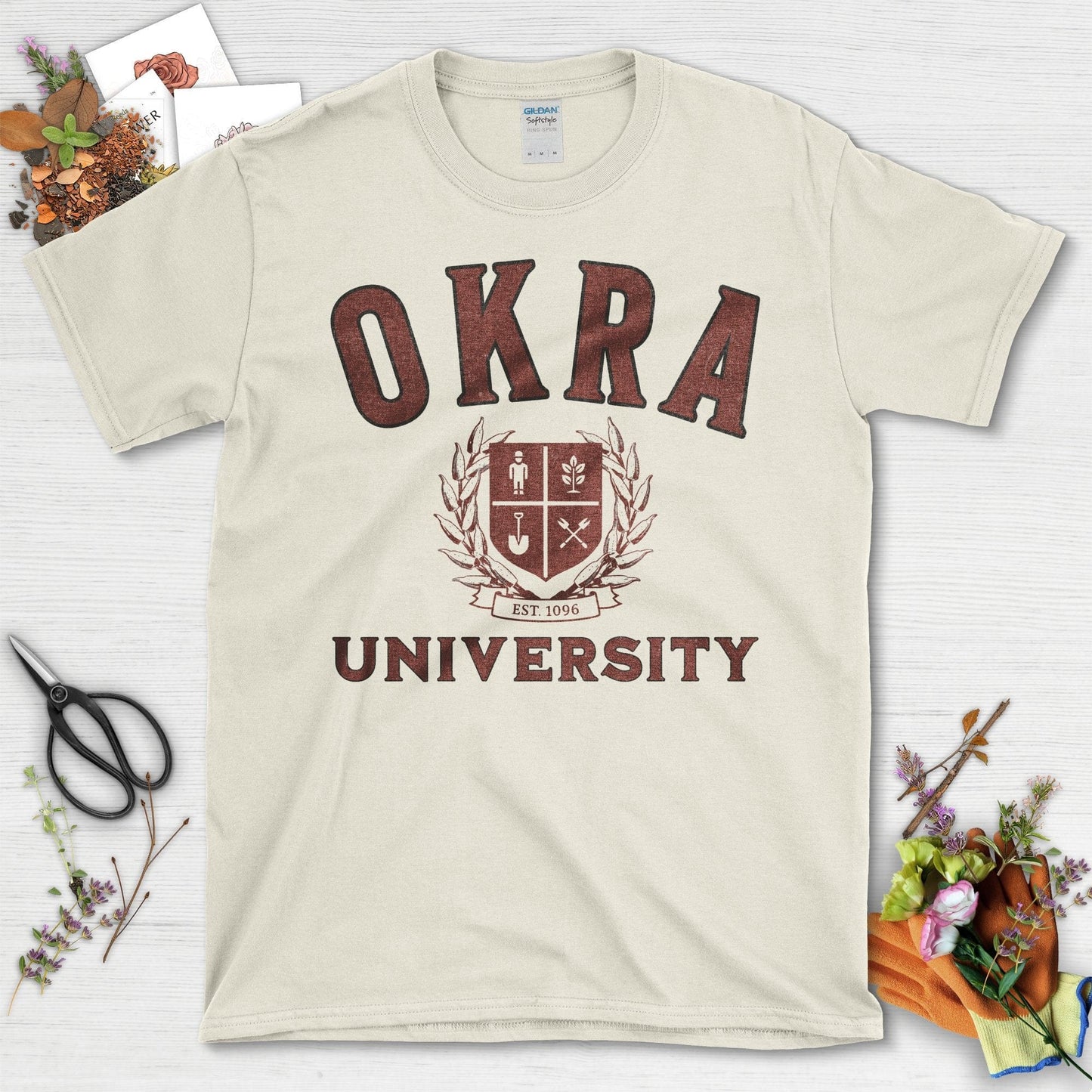 OKRA University Est 1096 Vintage Style T-Shirt Natural / S T-Shirt