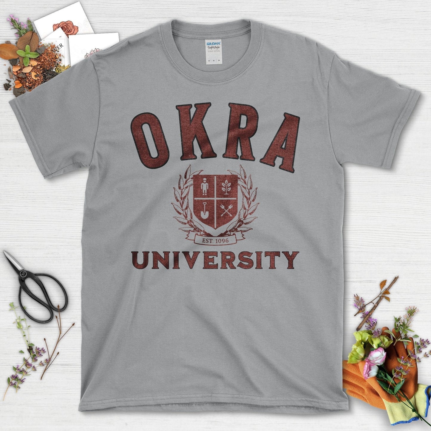 OKRA University Est 1096 Vintage Style T-Shirt Sport Grey / S T-Shirt