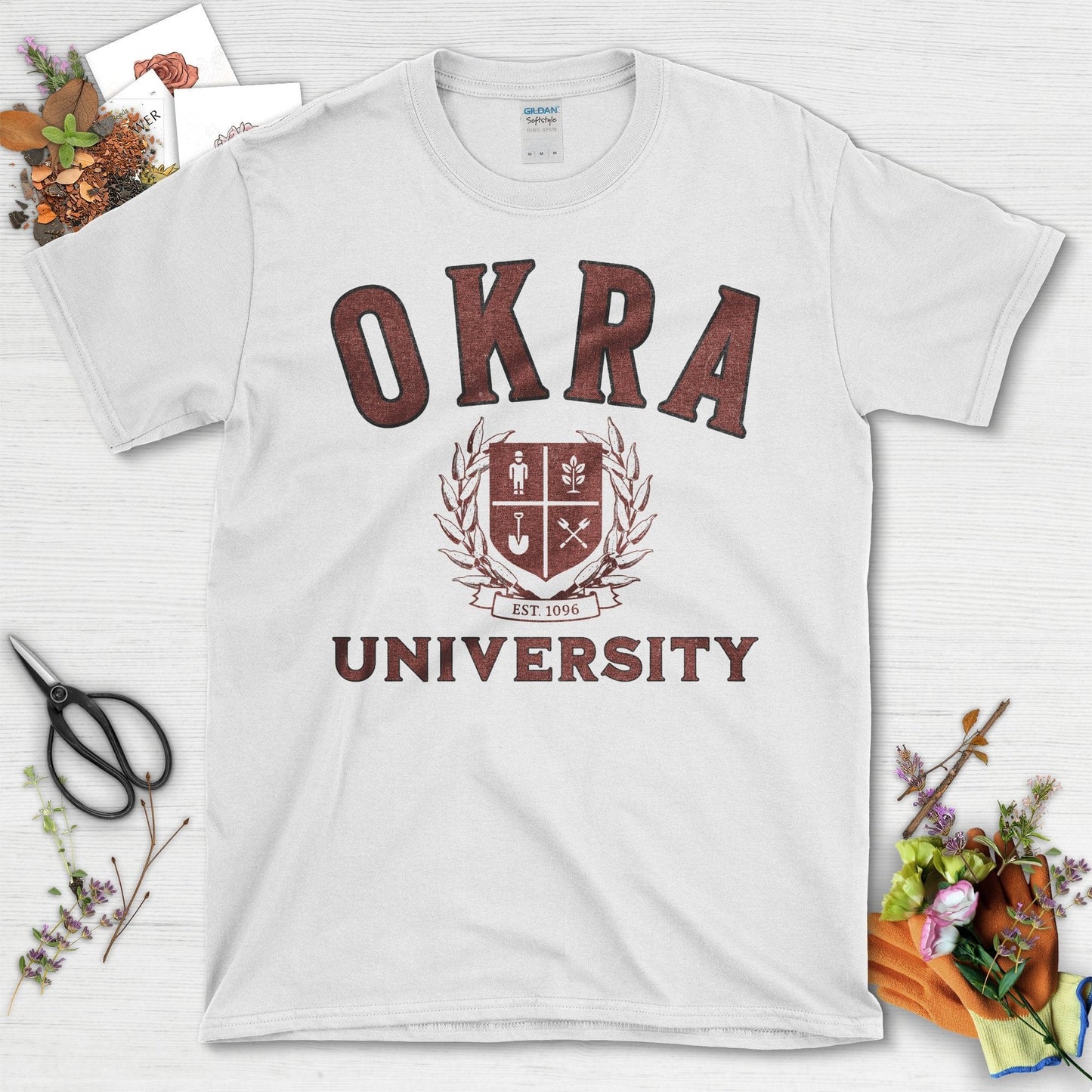 OKRA University Est 1096 Vintage Style T-Shirt White / S T-Shirt