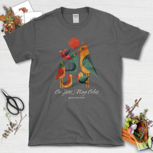 One Spirit Many Colors T-Shirt Essential Tees / S / Dark Heather Physical Item
