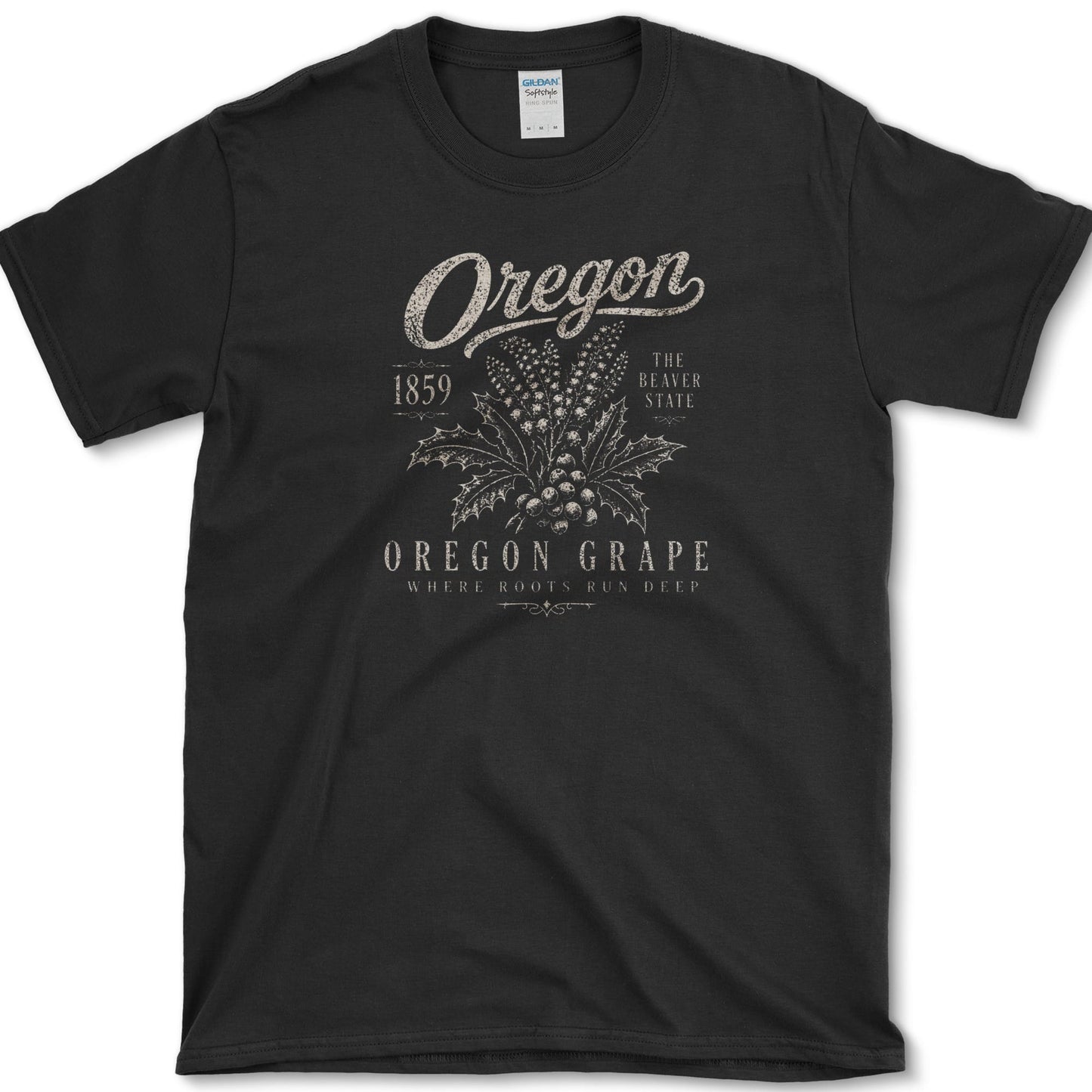 Oregon Grape artwork featuring Oregon grape and mahonia and Oregon state flower on a t-shirt