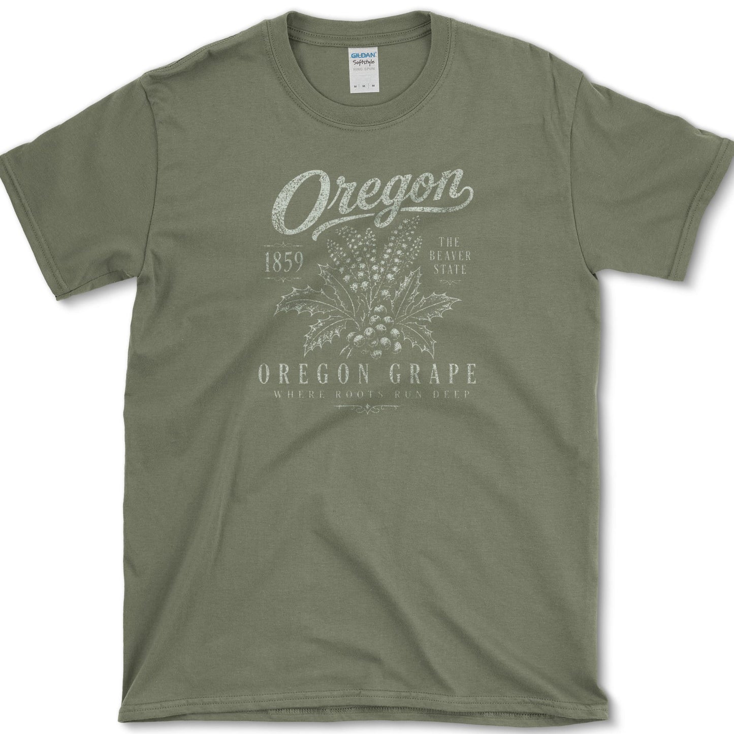 Oregon Grape artwork featuring Oregon grape and mahonia and Oregon state flower on a t-shirt