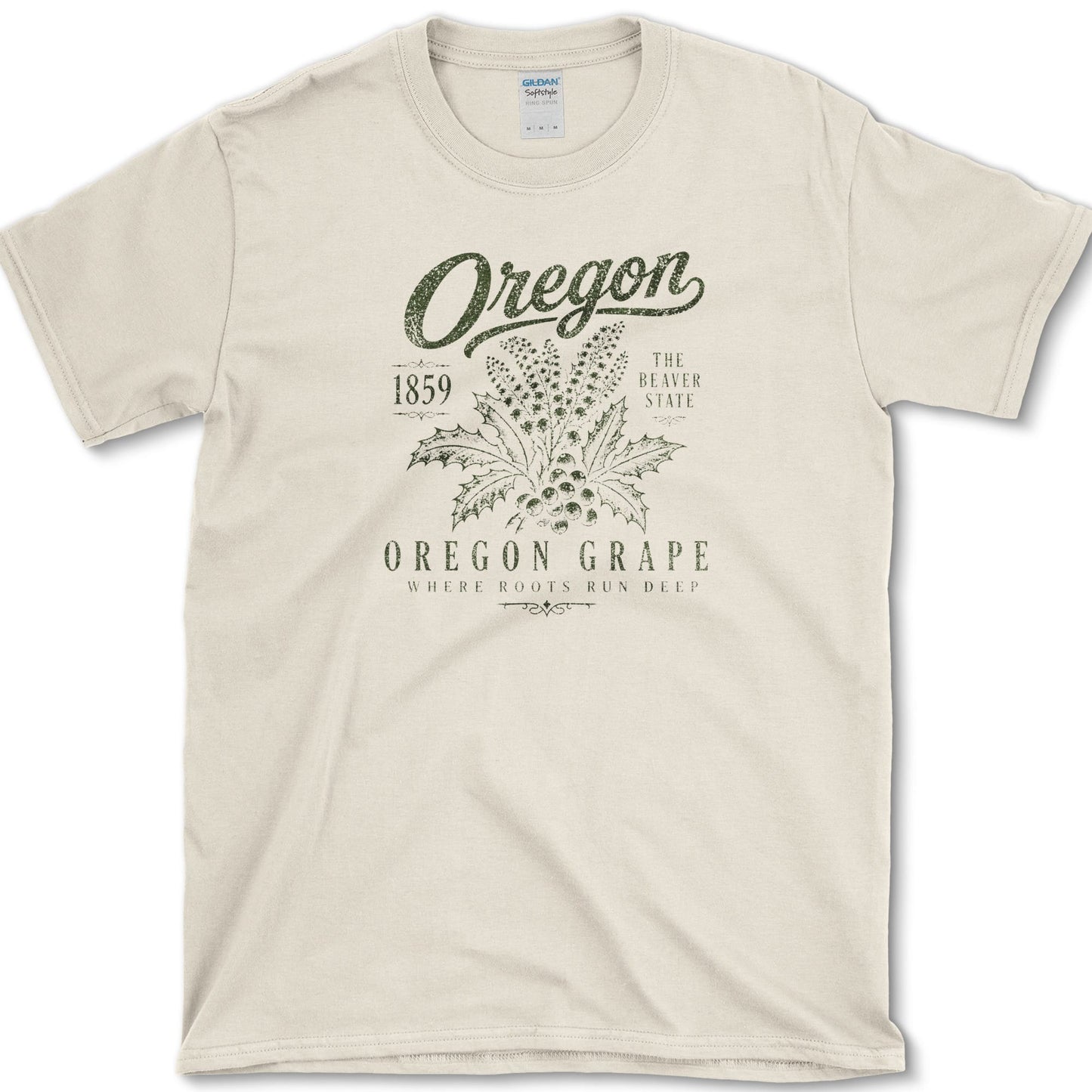Oregon Grape artwork featuring Oregon grape and mahonia and Oregon state flower on a t-shirt