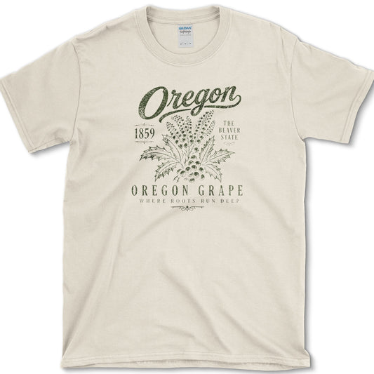 Oregon Grape artwork featuring Oregon grape and mahonia and Oregon state flower on a t-shirt