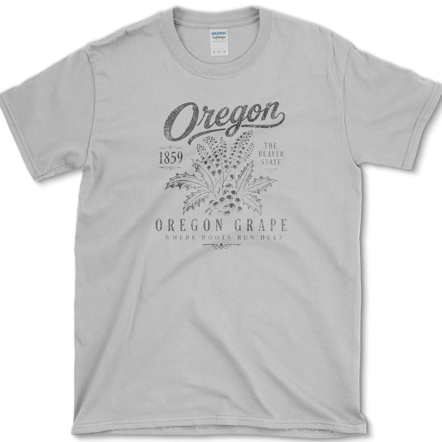 Oregon Grape artwork featuring Oregon grape and mahonia and Oregon state flower on a t-shirt