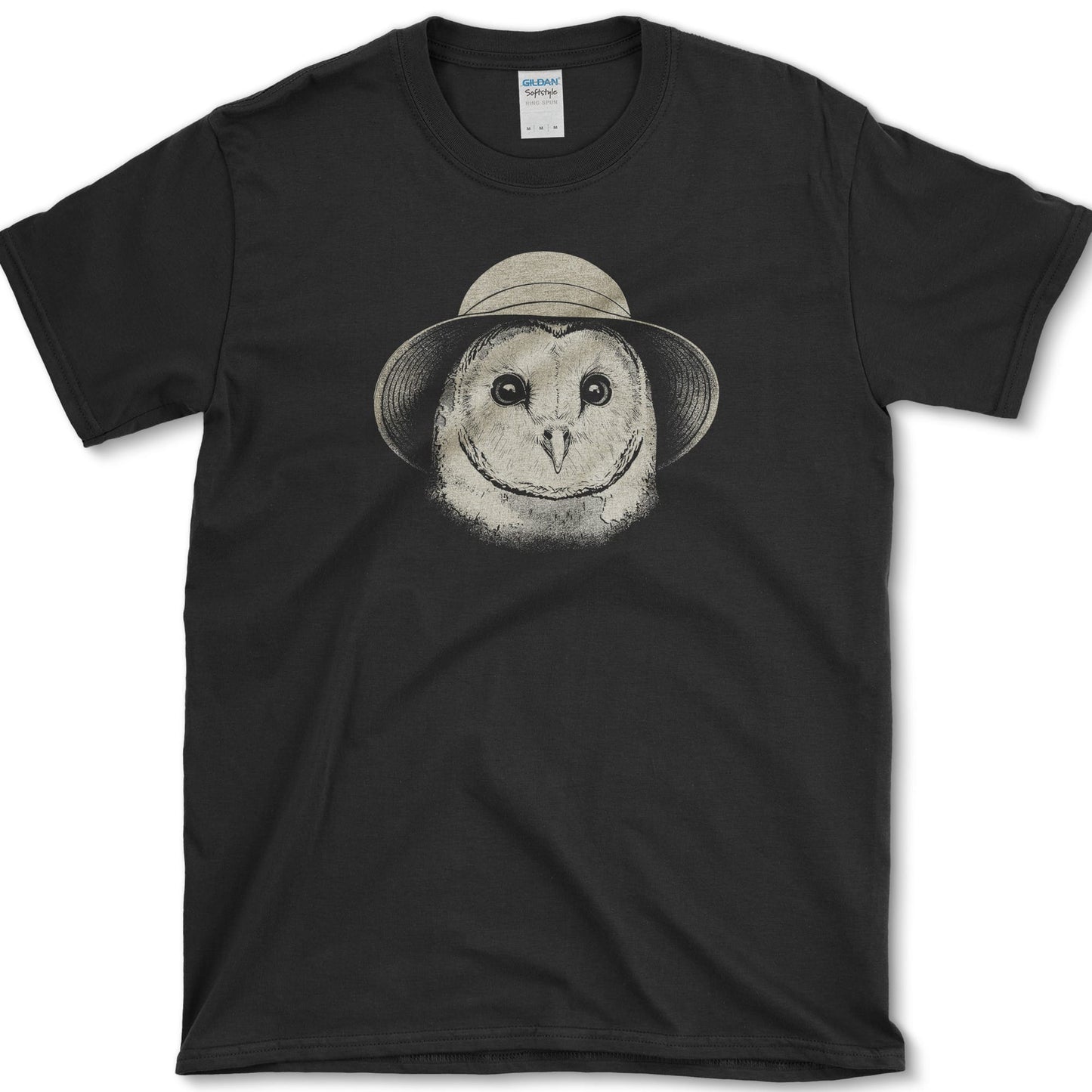 Owl in Sun Hat design featuring owl artwork on a t-shirt