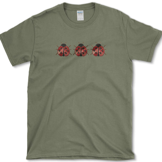 Patchwork Ladybug T-Shirt S / Military Green Essential Tees