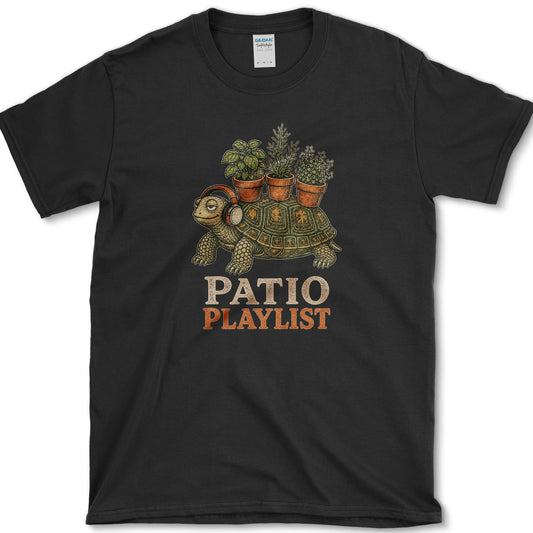 Patio Playlist T-Shirt S / Black Essential Tees
