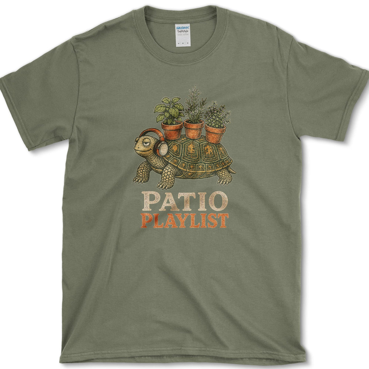 Patio Playlist T-Shirt S / Military Green Essential Tees