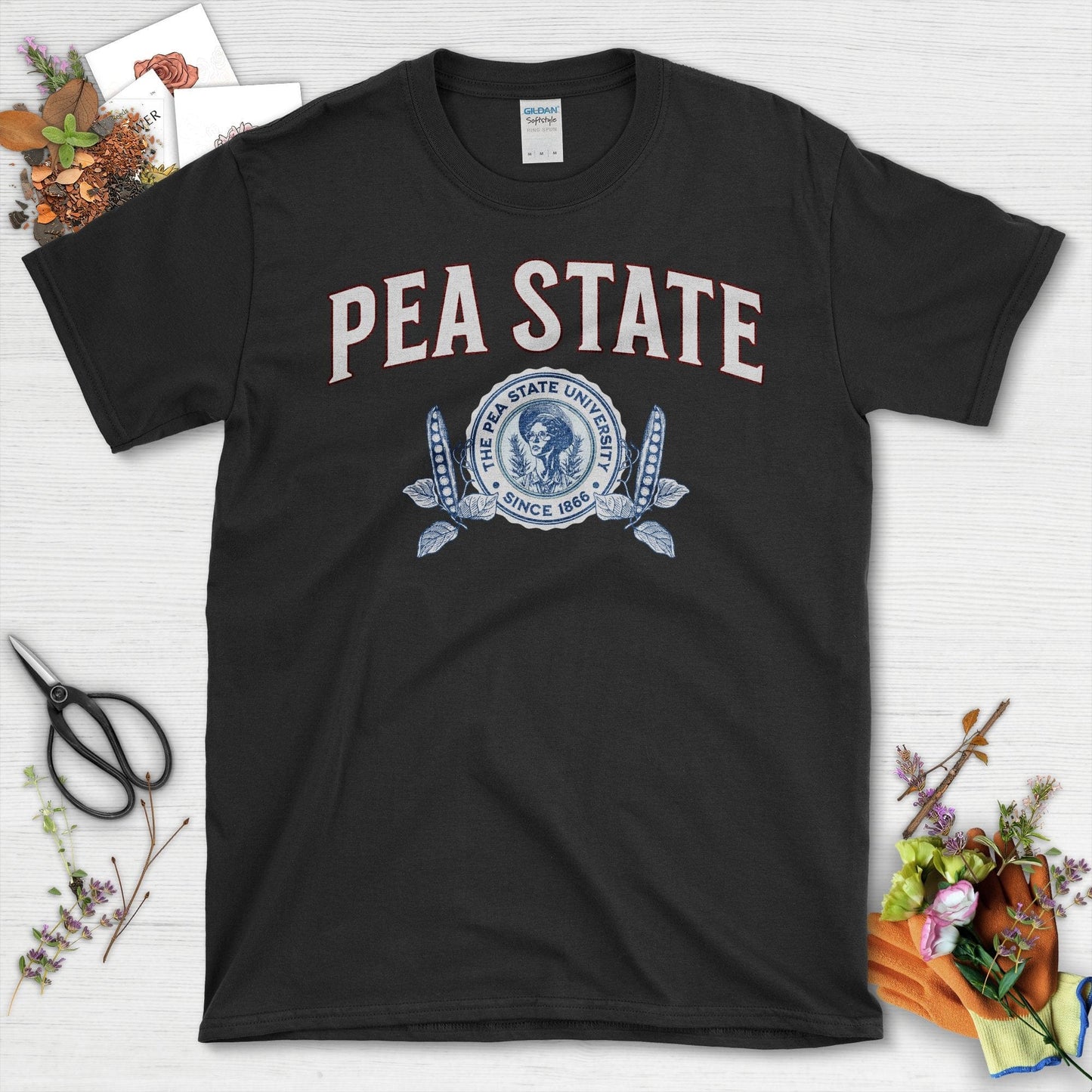 Pea State University Logo Novelty Graphic Black T-Shirt Black / S T-Shirt