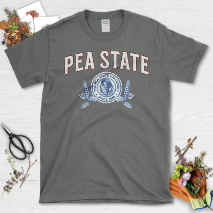 Pea State University Logo Novelty Graphic Black T-Shirt Charcoal / S T-Shirt