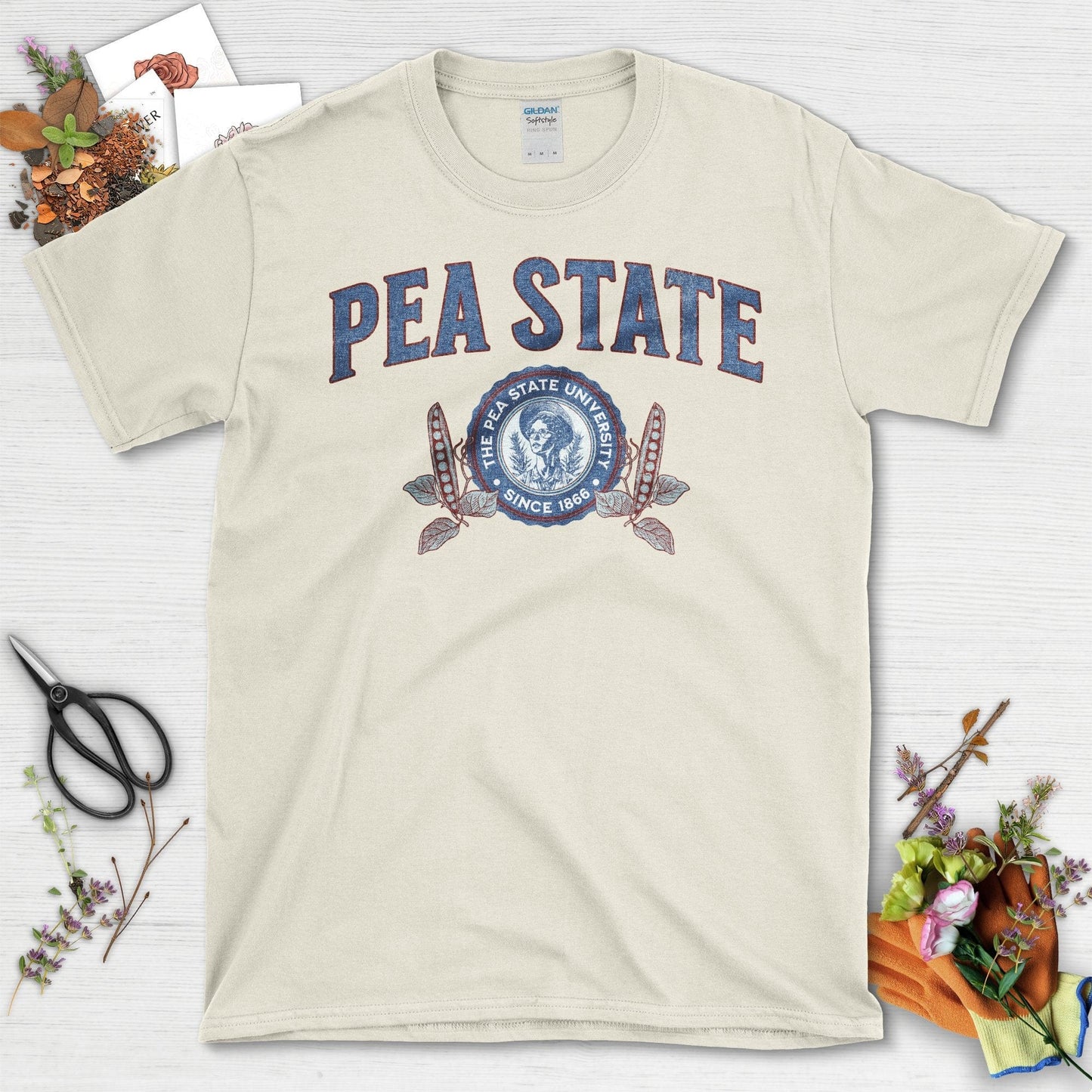 Pea State University Logo Novelty Graphic Black T-Shirt Natural / S T-Shirt