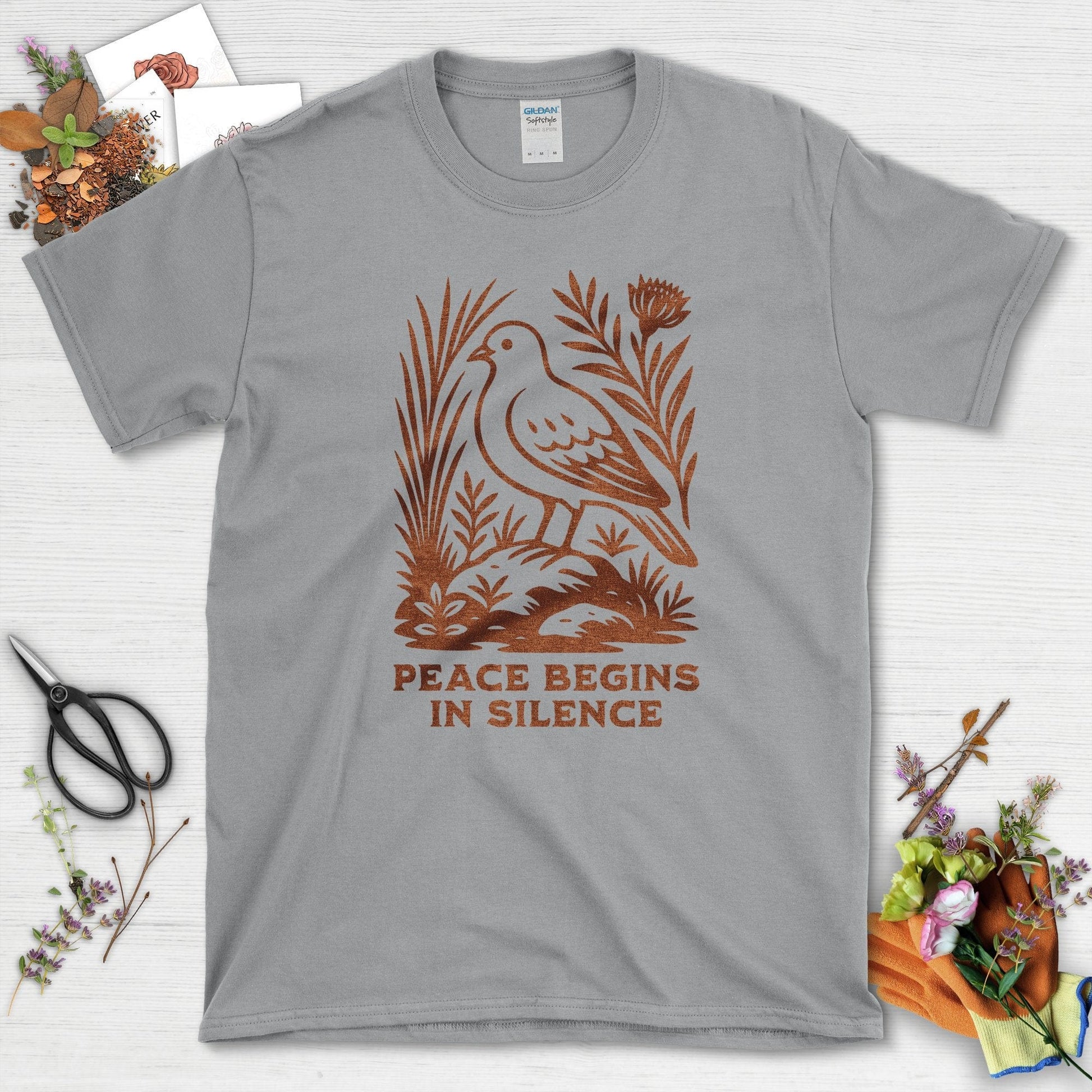 Peace Begins in Silence T-Shirt Sport Grey / S Physical Item