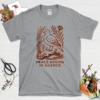 Peace Begins in Silence T-Shirt Sport Grey / S Physical Item