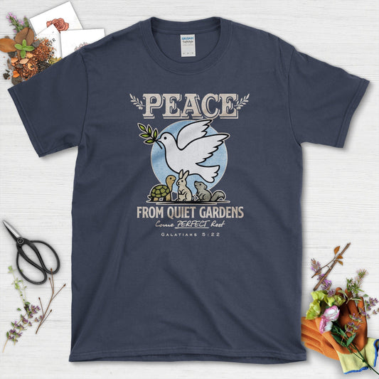 Peace From Quiet Gardens T-Shirt Essential Tees / S / Navy Physical Item
