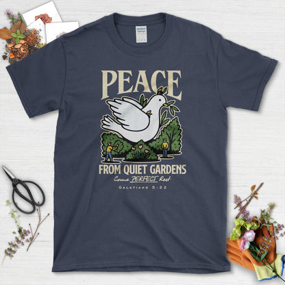 Peace From Quiet Gardens T-Shirt Essential Tees / S / Navy Physical Item