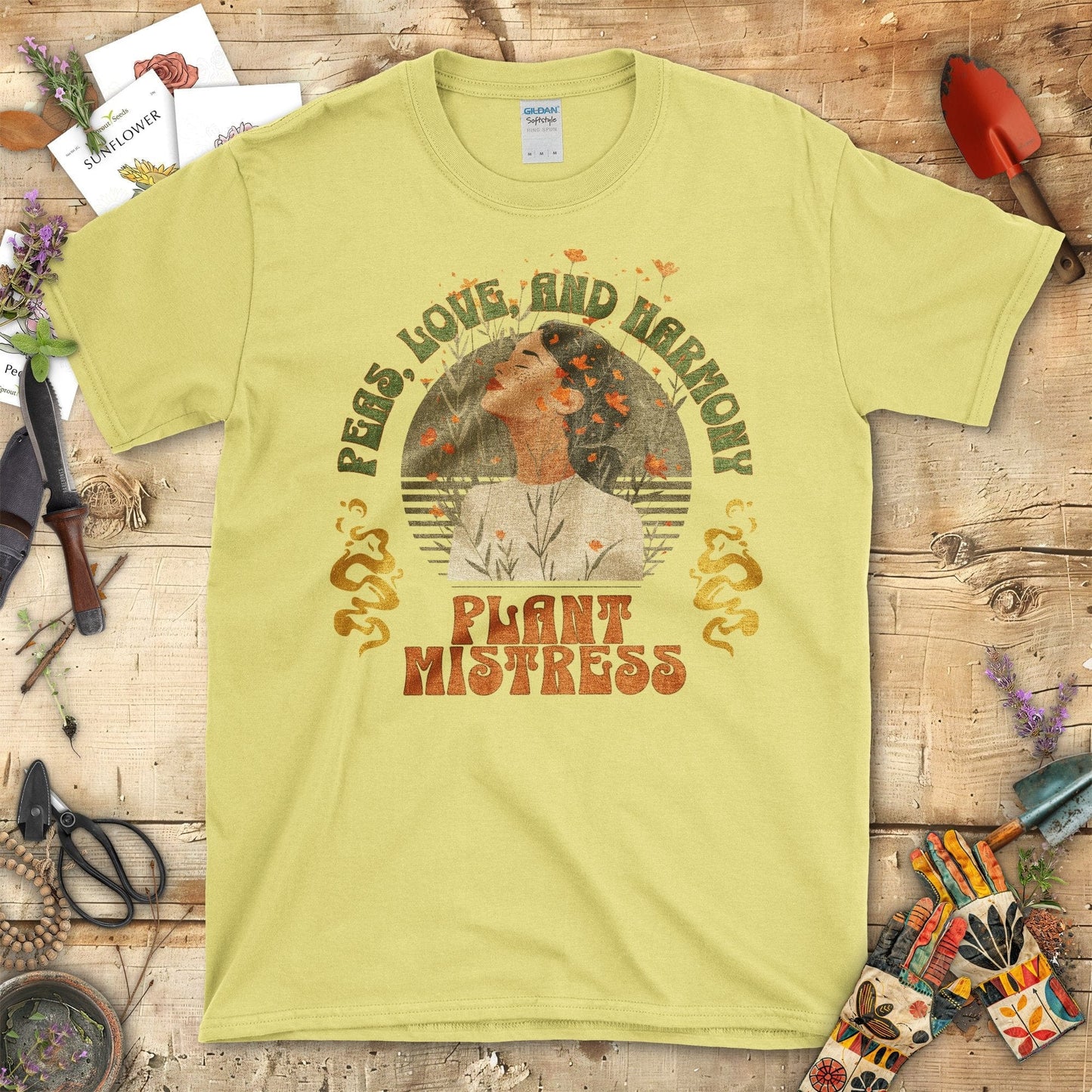 Peas Love And Harmony Plant Mistress T-Shirt Cornsilk / S T-Shirt