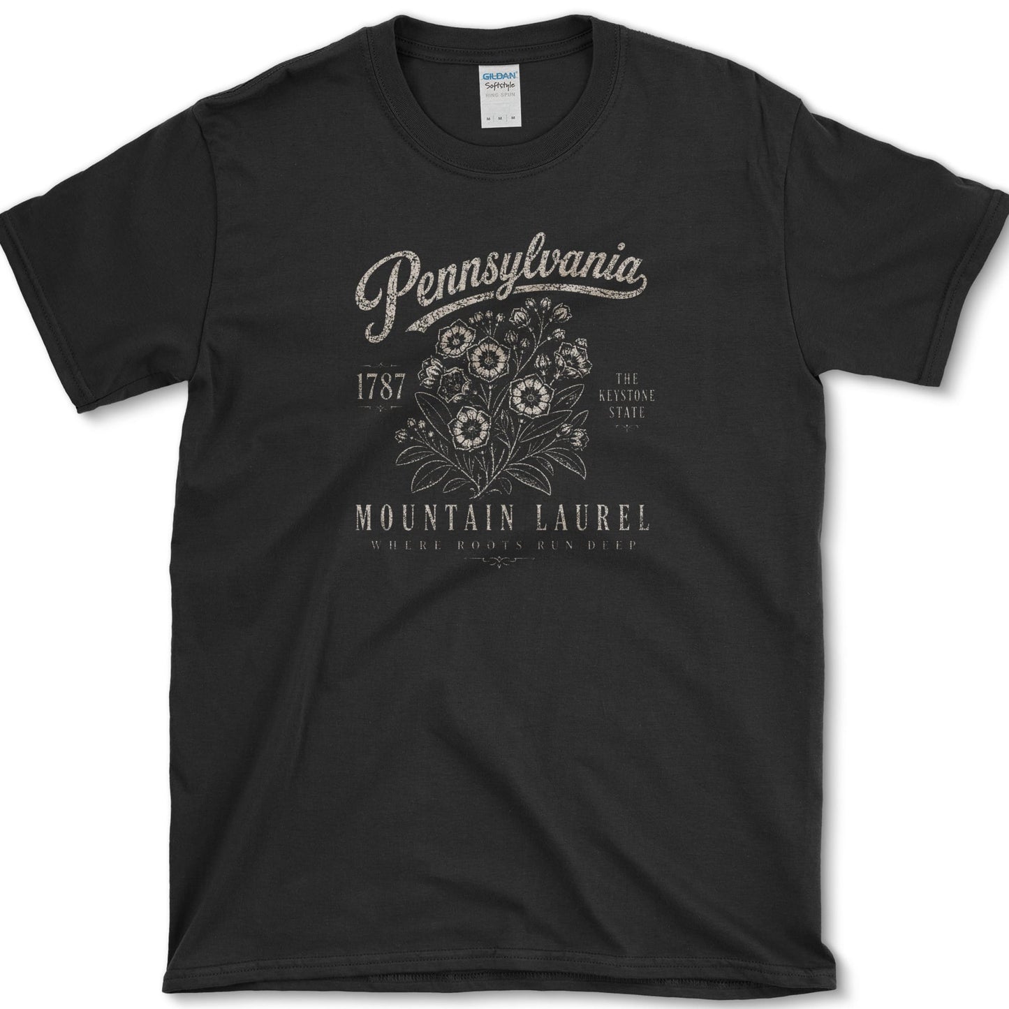 Pennsylvania Mountain Laurel T-Shirt S / Black Essential Tees