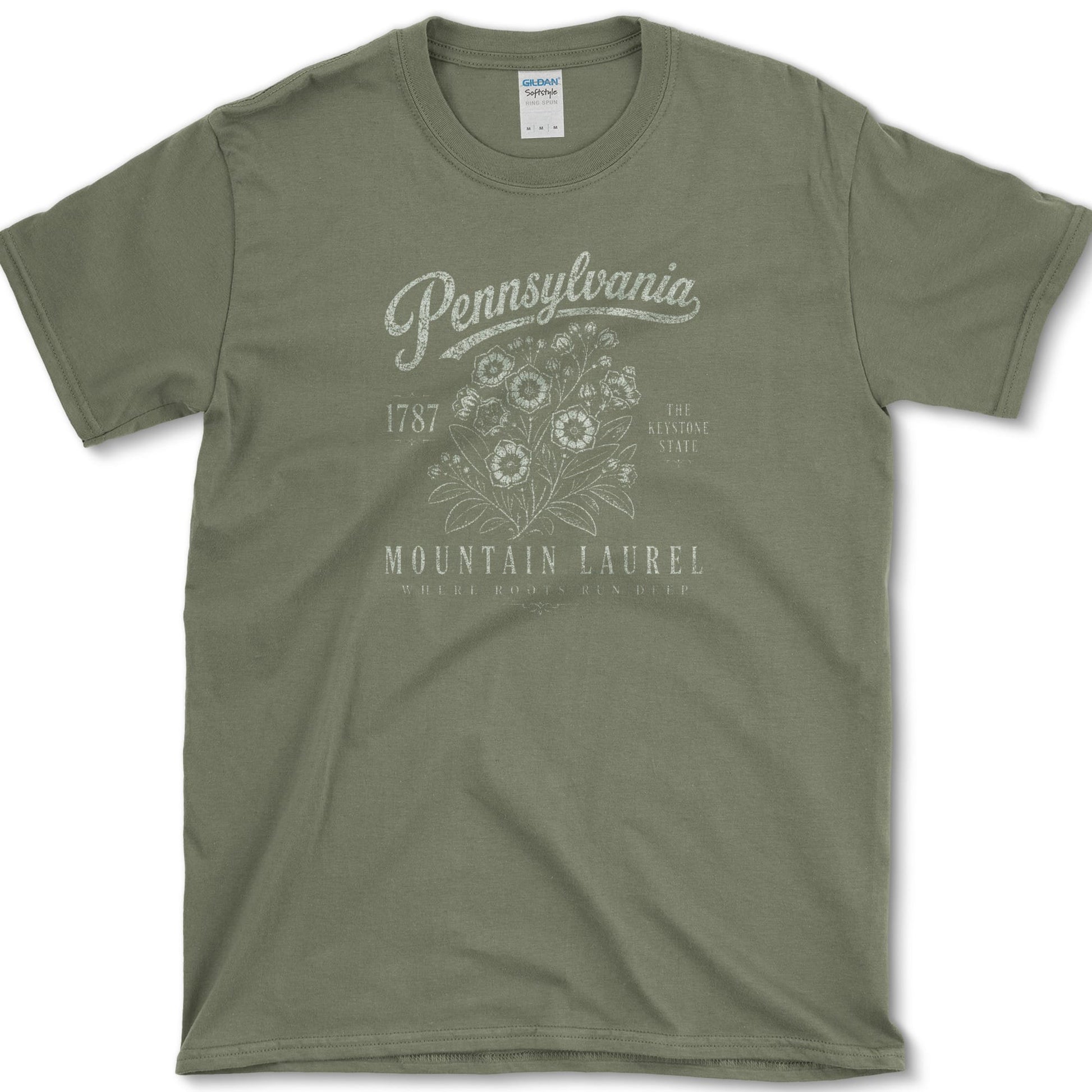 Pennsylvania Mountain Laurel T-Shirt S / Military Green Essential Tees