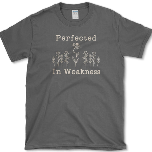 Perfected In Weakness T-Shirt S / Dark Heather Essential Tees