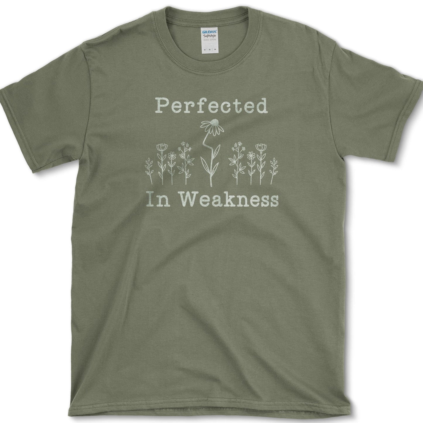 Perfected In Weakness T-Shirt S / Military Green Essential Tees